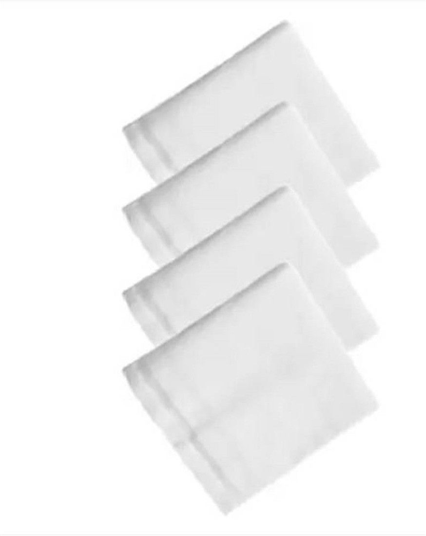 YIMK 100% PREMIUM COTTON PURE WHITE HANKIES 24 X 24 Inch HANKY ["White"] Handkerchief-image-21