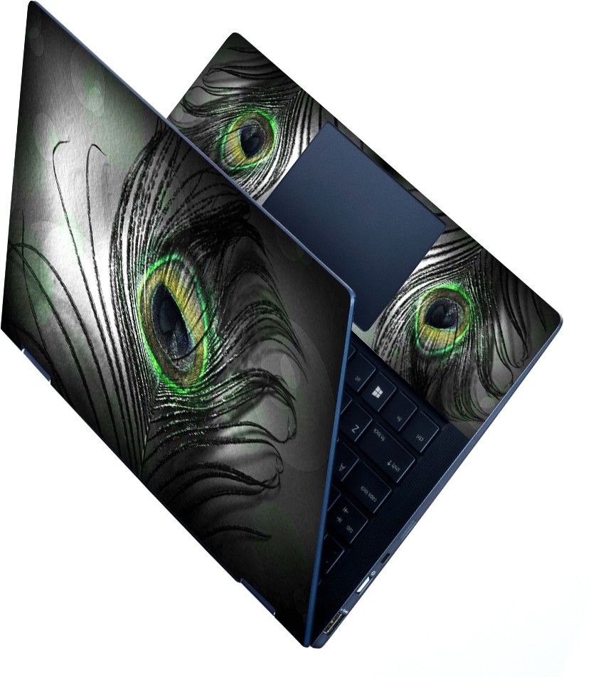 FineArts HD Printed Full Panel Laptop Skin Sticker Vinyl Fits Size Upto 15.6 inches No Residue, Bubble Free - Black Feather Vinyl Laptop Skin Compatible for 15.6 inch-image-18