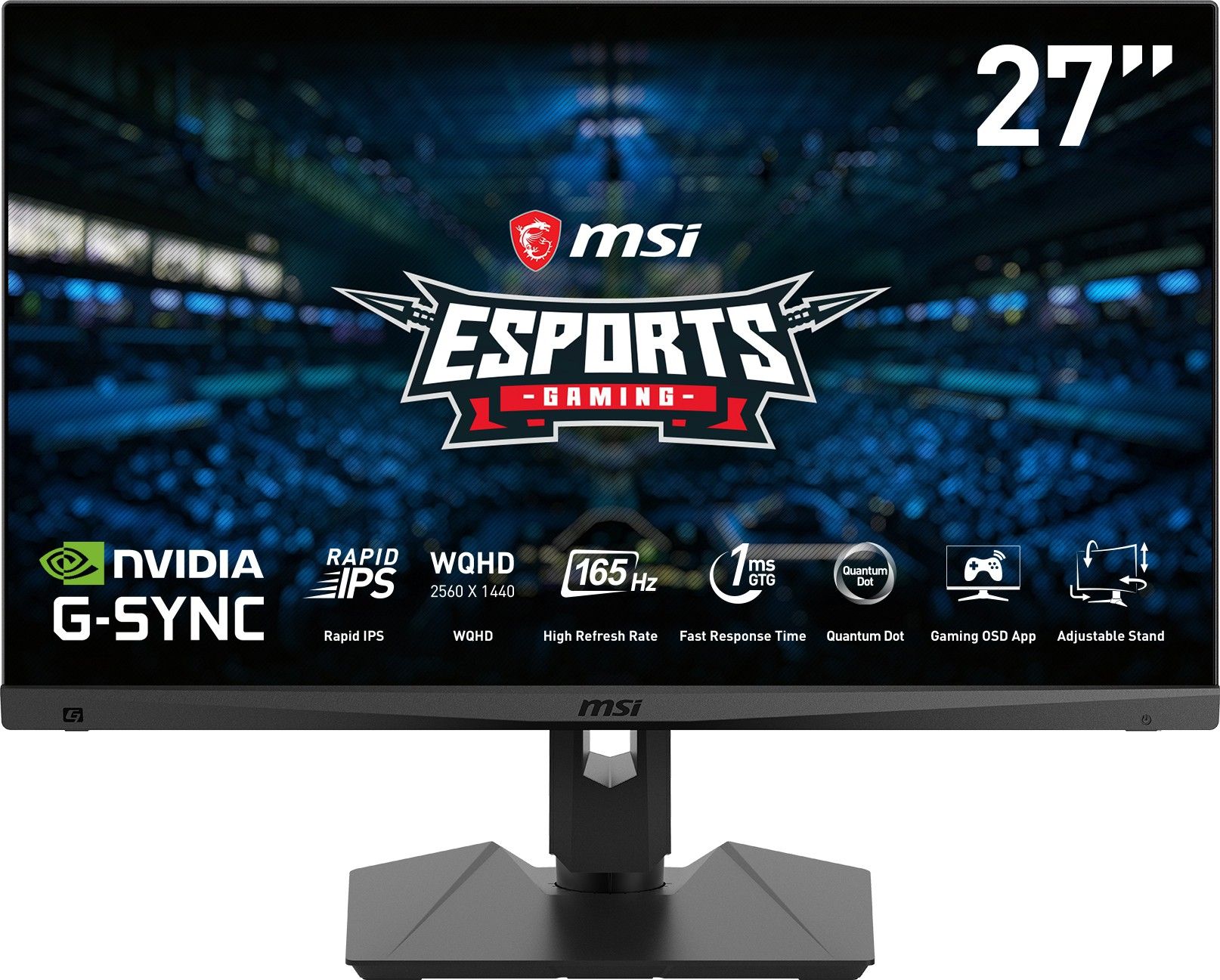 MSI Optix 68.58 cm (27 inch) WQHD IPS Panel MSI Optix MAG274QRF-QD Esports Gaming Monitor - 27" WQHD(2560x1440), Flat, Rapid IPS, 165Hz, 1ms GTG Response Time, Quantum Dot, HDR, G-sync Compatible, VESA Mounting, USB Type C, Display,HDMI, Black Gaming Monitor (Optix MAG274QRF QD)-image-33