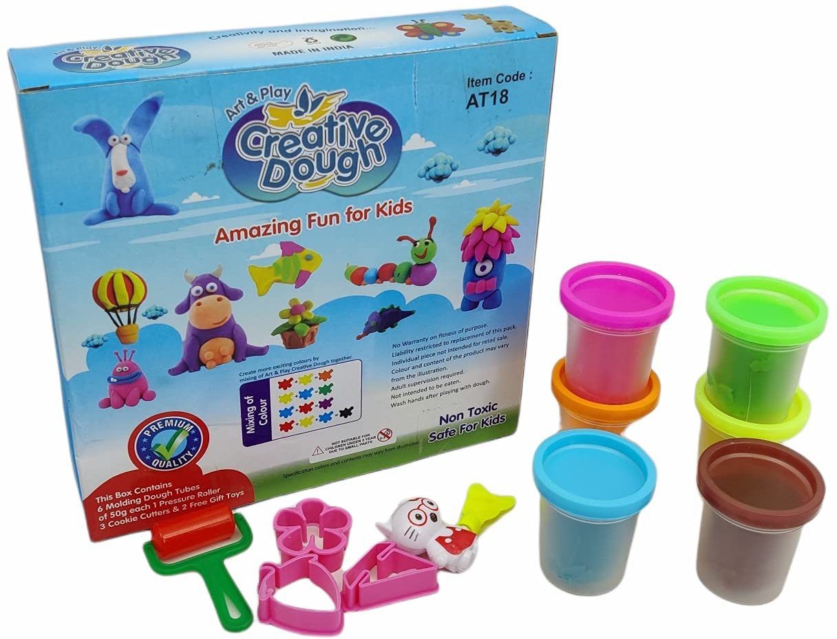 funblast Colorful Clay for Kids – Creative Activity Clay, Art and Craft Clay & Dough Kit for Children (6 Pcs Clay & Mould)-picture-12