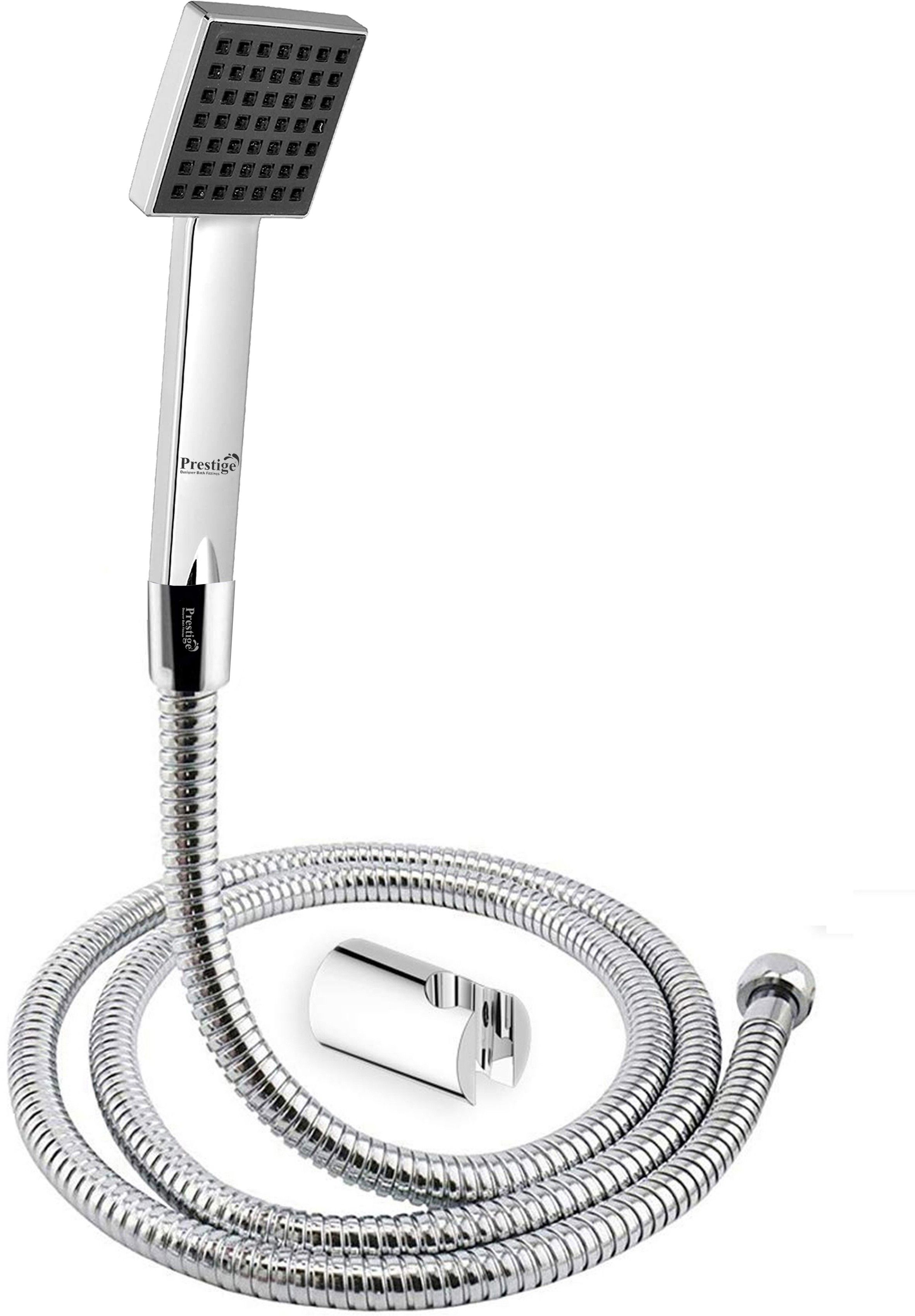 Square Hand Shower Telephonic with 1.5mtr SS Shower Tube and Wall Hook Handheld