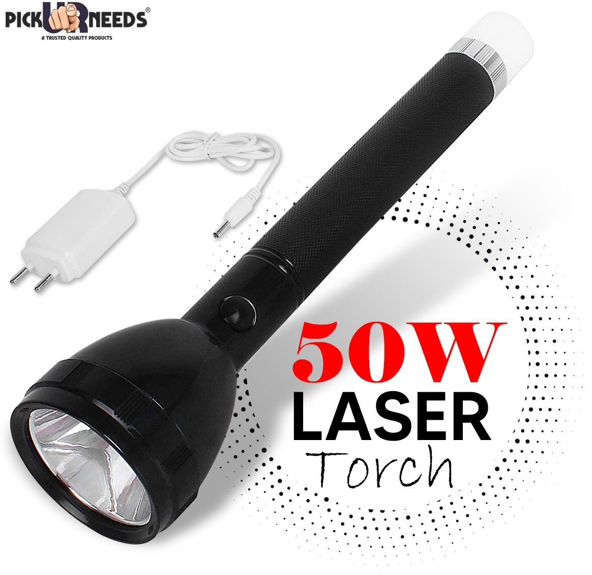make ur wish Dual Mode Led Rechargeable Long Range Torch Up to 1 Km With BackLight 6 hrs Torch Emergency Light-picture-19