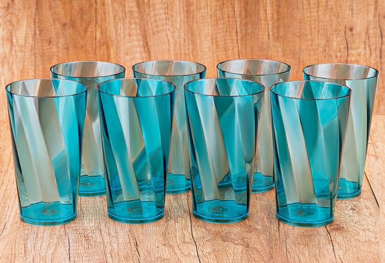 nexium (Pack of 8) Twisted Shape Plastic Water Glasses Glass Set Water/Juice Glass-picture-2