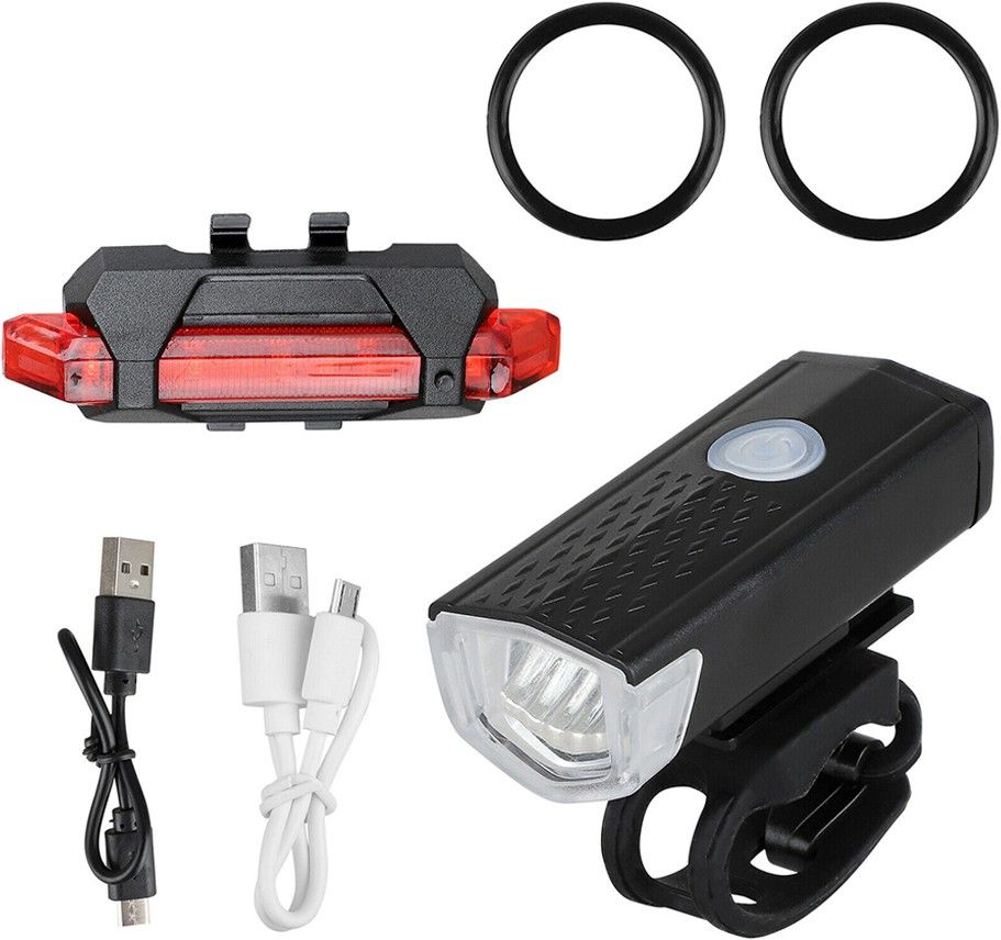 pedfit Combo of Bicycle LED USB Rechargeable Head Light and Tail Light (Black) LED Front Rear Light Combo-picture-10