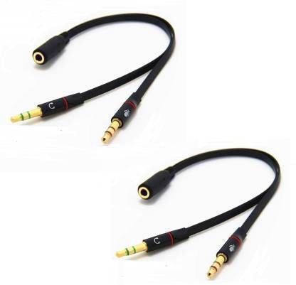 RingTel Black Black (Pack Of 2 Pcs) Gold Plated 3.5mm Aux 2 Dual Male To 1 Female EP Stereo Jack Audio Connector Earphone Headphone Y-Splitter Cable Cord With Mic Converter Wire Compatible With PC Laptop Phone Converter (Android) Phone Converter-image-47