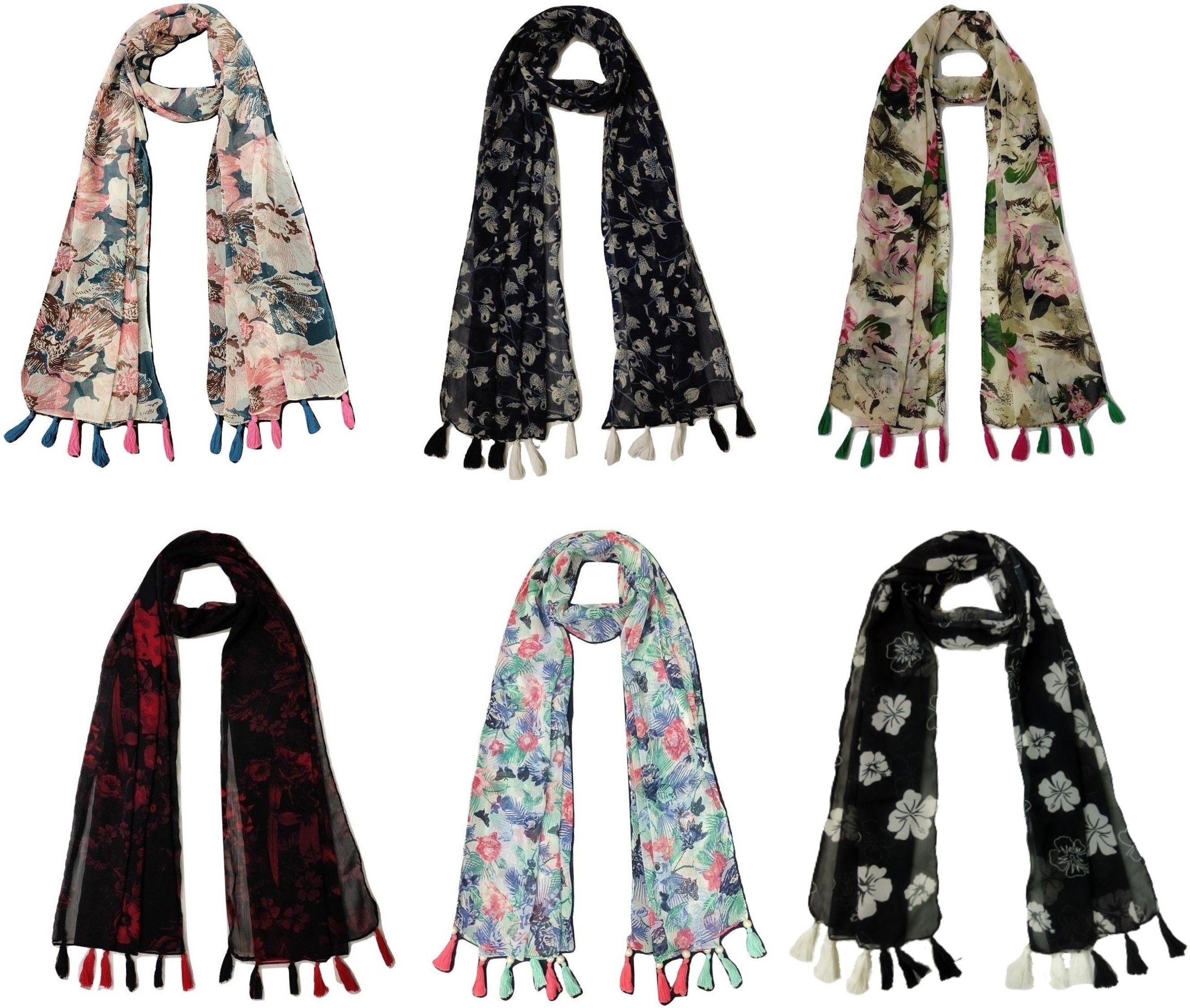 stolevilla Printed Chiffon Women Multicolor Scarf, Stole, Fancy Scarf-picture-27