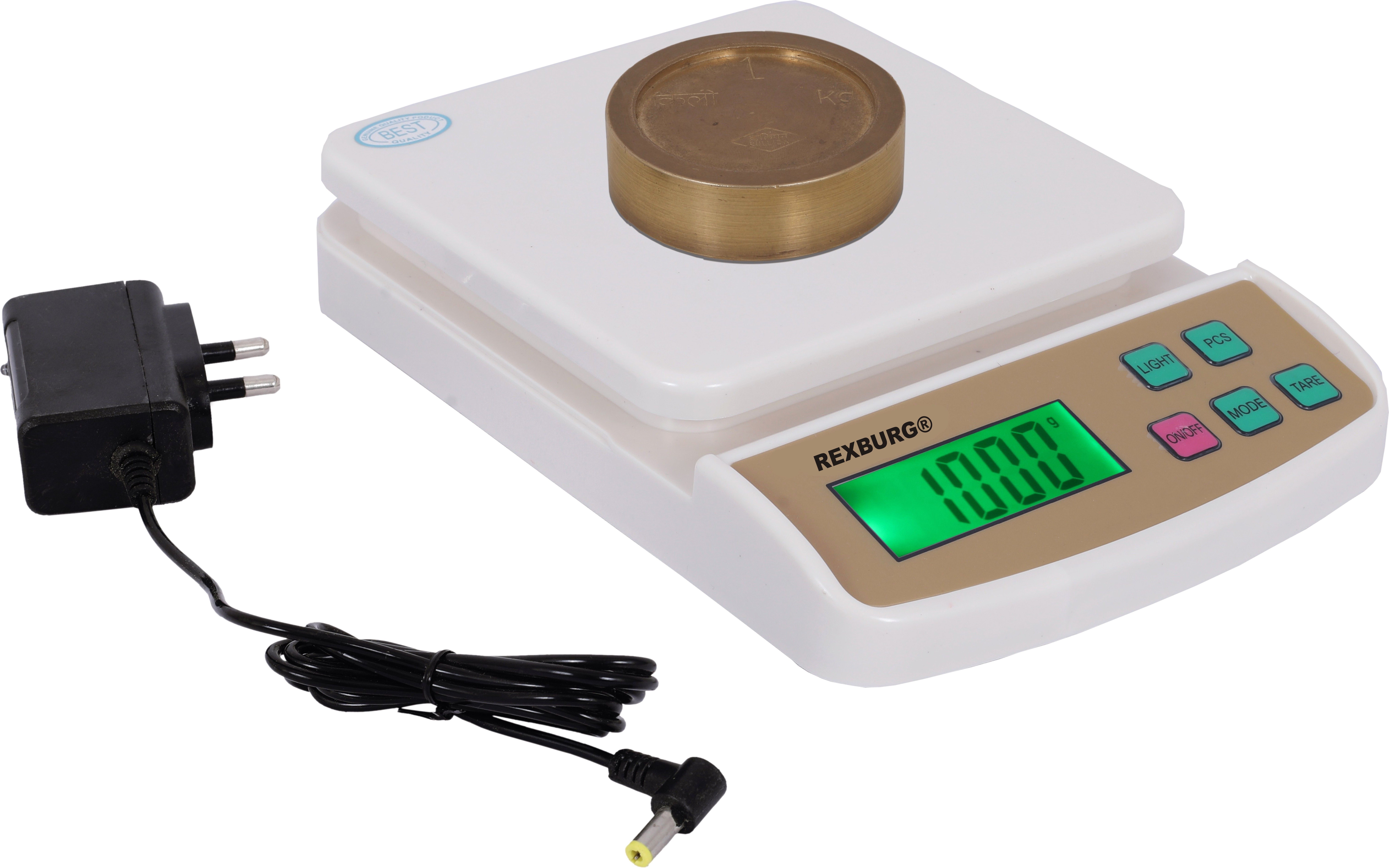 REXBURG Electronic Digital Kitchan Weighing Scale with Tare Function with Adaptor (10 Kg-SF 400A) - White Weighing Scale-image-5