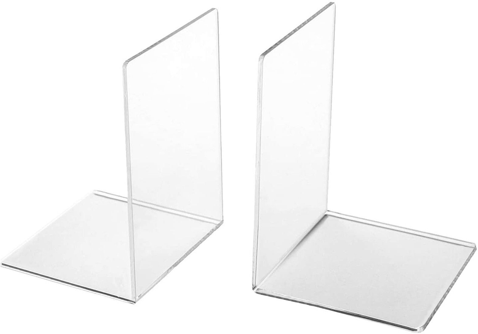 Transparent Acrylic Bookends decorative book stopper desktop organizer clear movies/cd's/notebooks holder for shelf bedroom library school office stationary gift 1 pair Fibre Glass Book End-image-28
