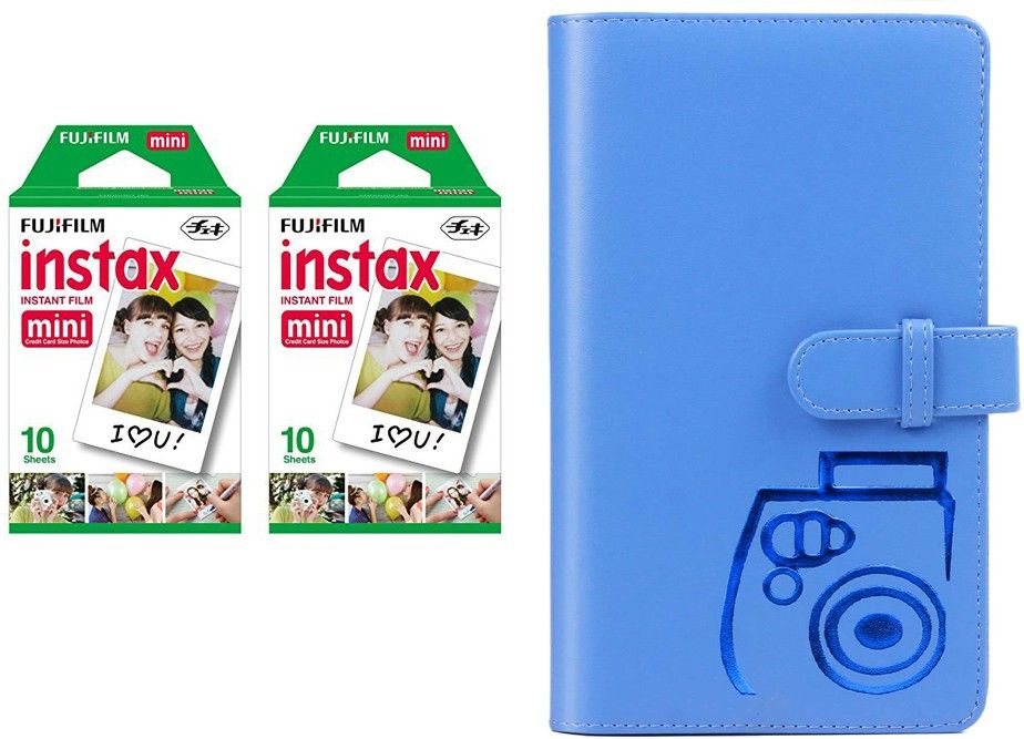 FUJIFILM Instax Mini 10x2 Sheets Instant Film with Cobalt Blue Album 96 Sheets Film Roll