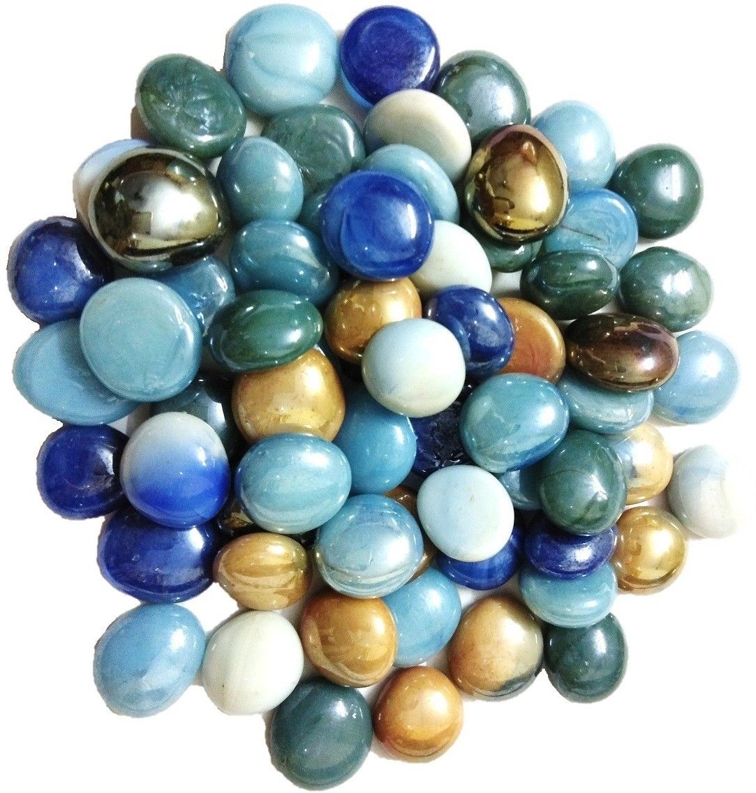 Round Pebbles Glass Stone Milky 450 gm Regular Round Fire Glass Pebbles