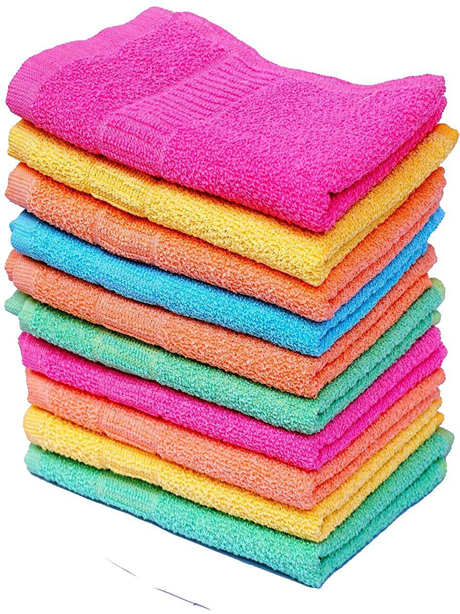 Cotton High Absorbent Hand Towels, Light Colour (Size: 10X 16 inch) - Set of 10. Multicolor Cloth Napkins