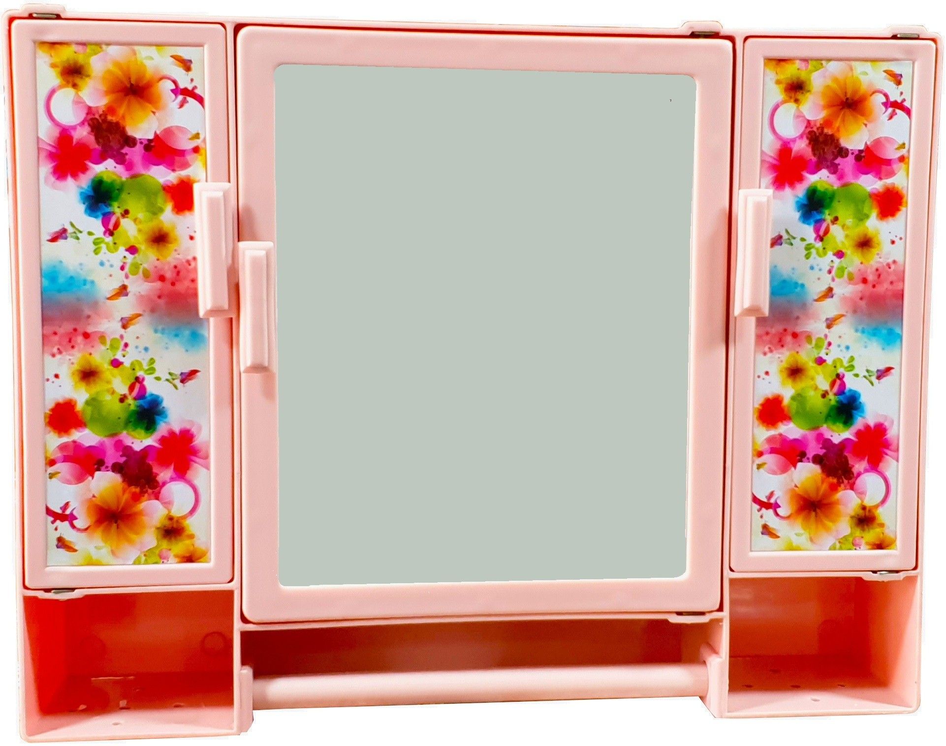 (Size: 18 x 14 x 4 Inches, Medium) Fancy Multipurpose Virgin Quality PLastic Tripple Door Storage Cabinet / Medicine Cabinet / Bathroom Mirror Cabinet with two Adjustable Storage Shelves and Extra Towel Rod 18 x 14 x 4 Shelf Bracket-image-49