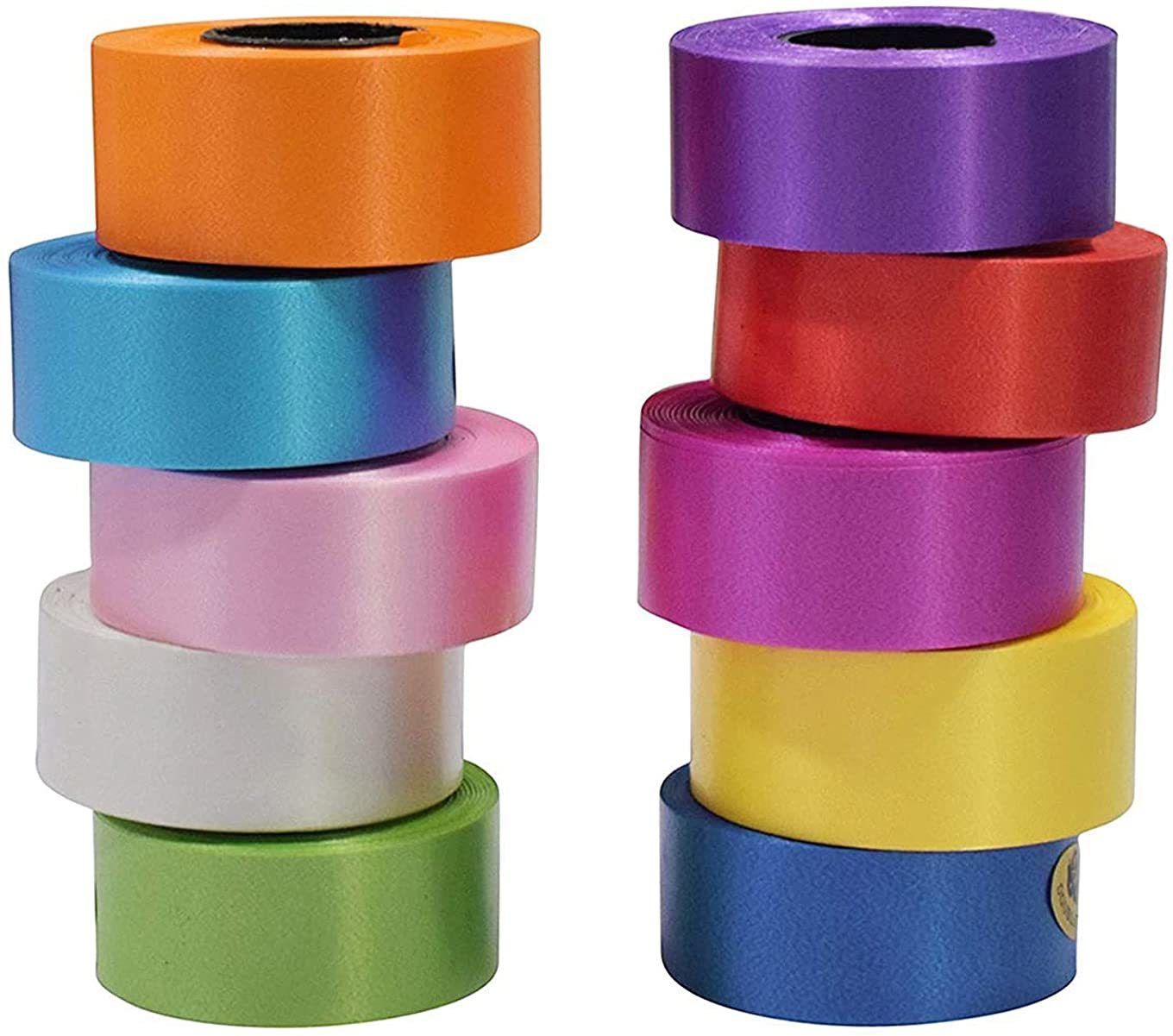 Birthday Popper Curly Car/Balloon Ribbon Roll DIY Gifts Crafts Foil Curling for Christmas/Wedding Birthday Gift Wrapping Party Decoration Supplies Ribbon (Pack of 10) 00120 Multicolor PP (Polypropylene) Ribbon-image-35
