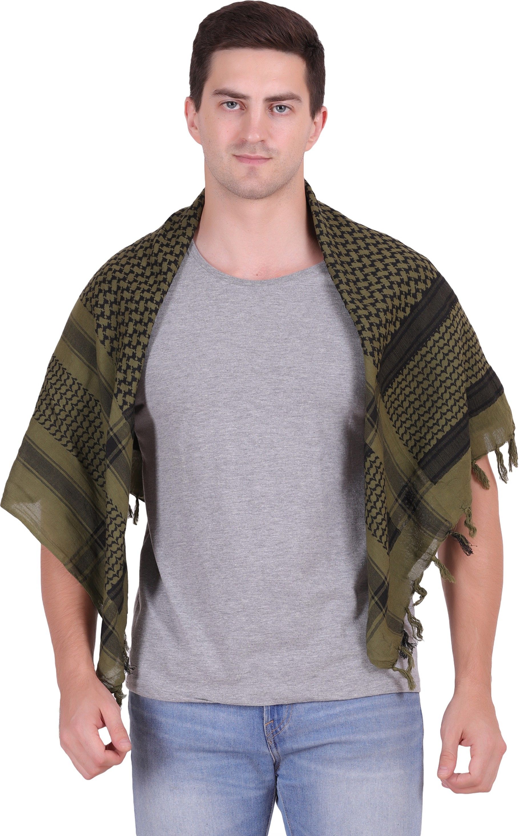 glaucus Woven Cotton Blend Men Green Scarf-picture-22