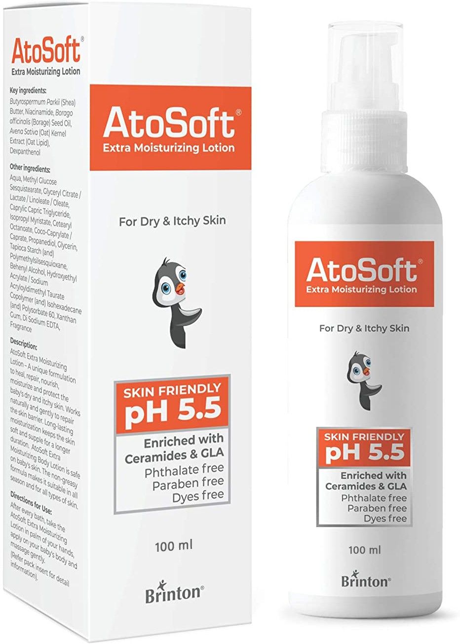 Atosoft Extra Moisturizing Baby Body Lotion with Pump for Sensitive and Delicate Skin pH 5.5 | Dermatologist Recommended Moisturizer , Paraben-Free-image-3