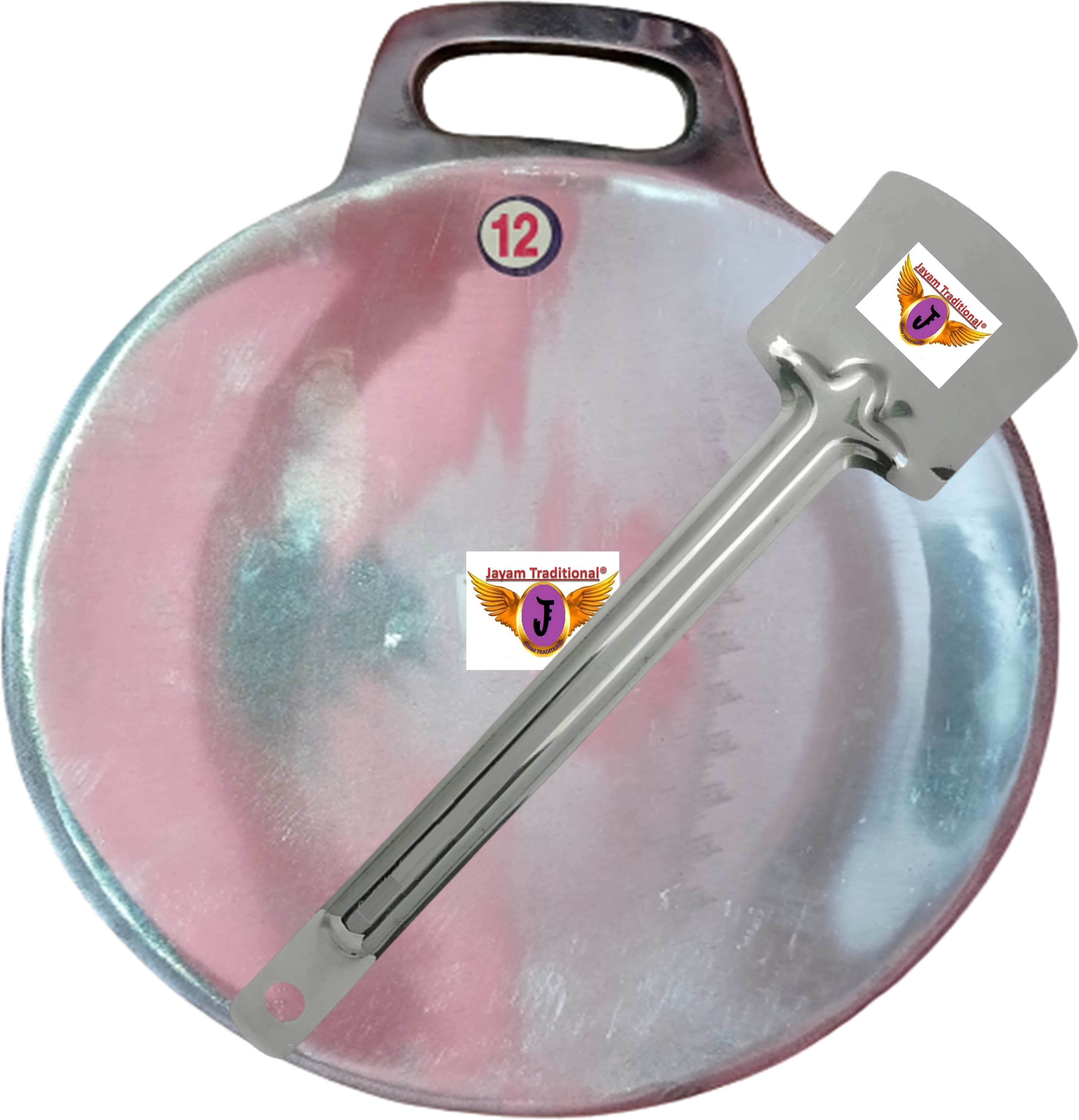 INDOLIUM CONCAVE DOSA / ROTI TAWA / 12 INCH /1KG WITH DOSA TURNER Tawa 30 cm diameter