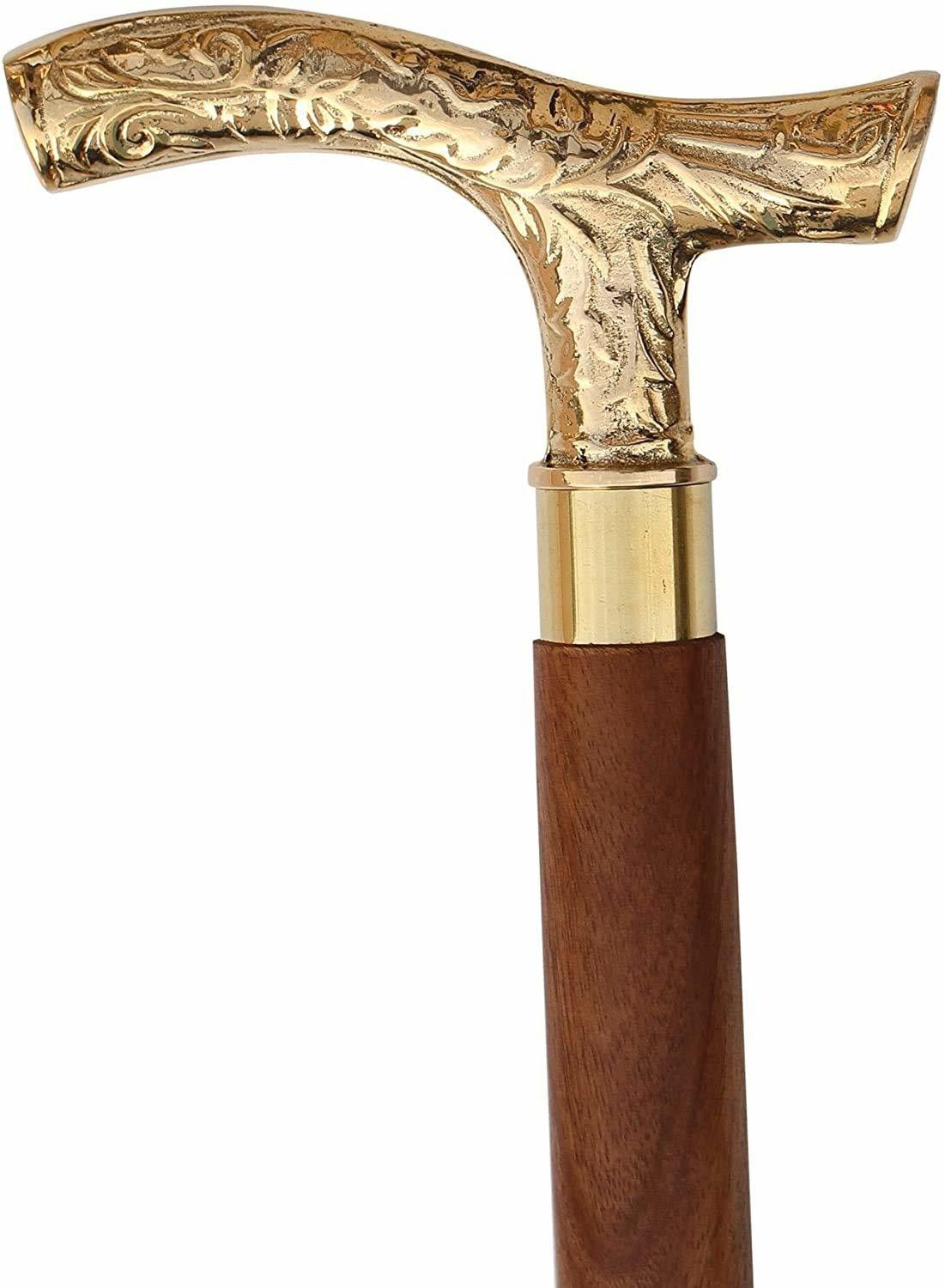 Golden Brass Handle Walking Stick-image-13