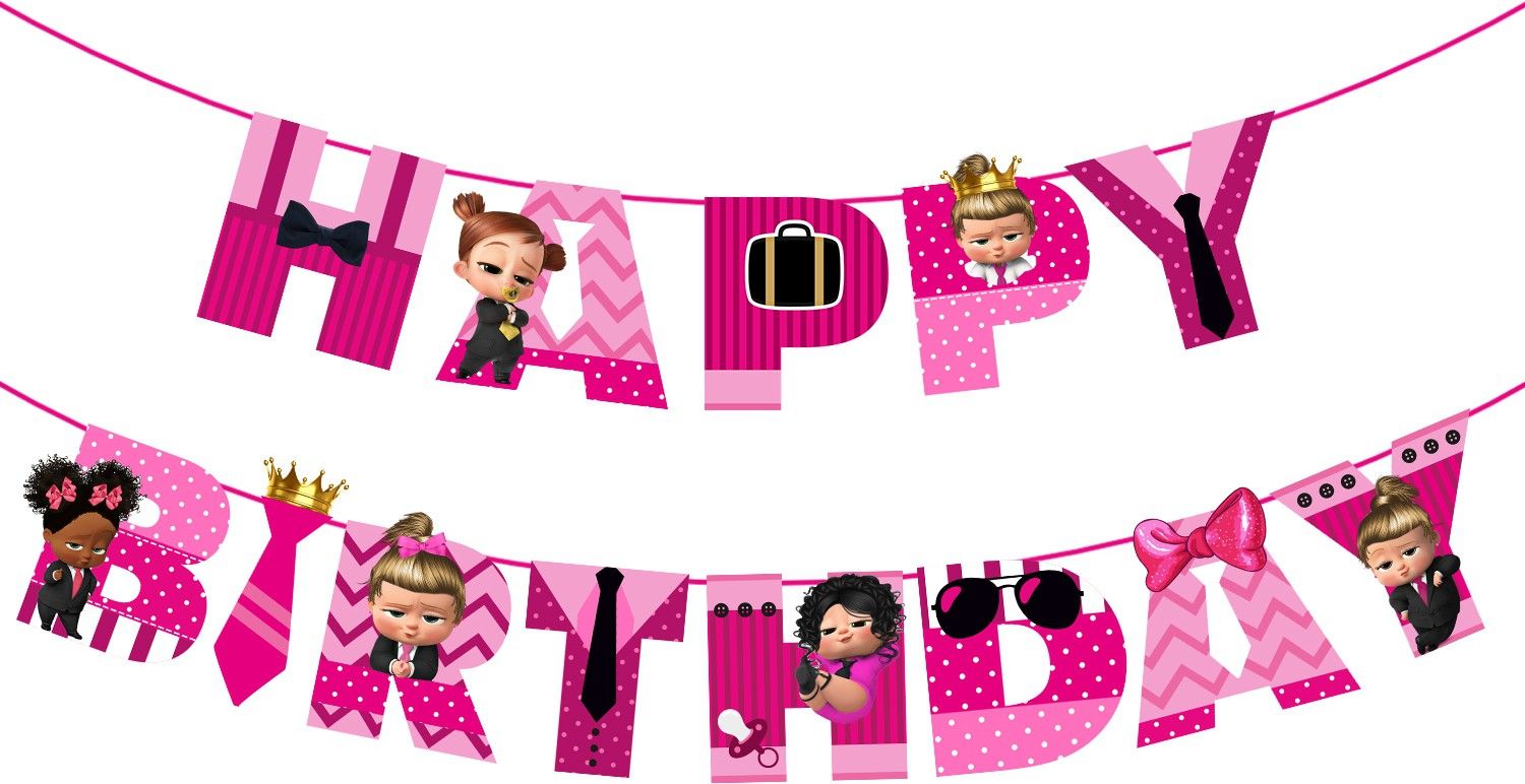 zyozi Boss Baby Girl Theme Birthday Banner Party Supplies for Kids Birthday Party Decorations Party Supplies Banner-picture-14