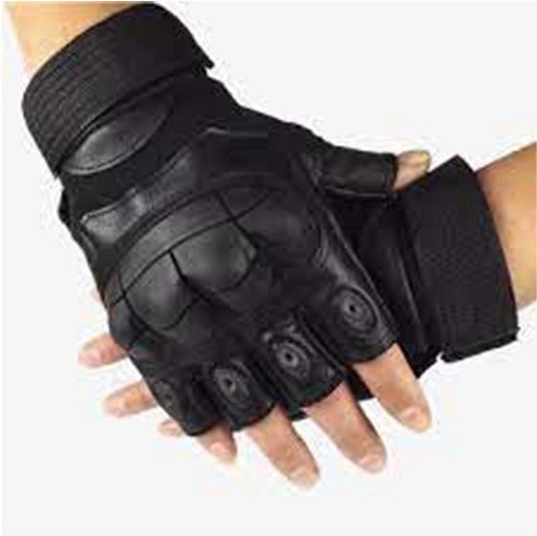 Haif Finger Black Self Design Evening Men Gloves