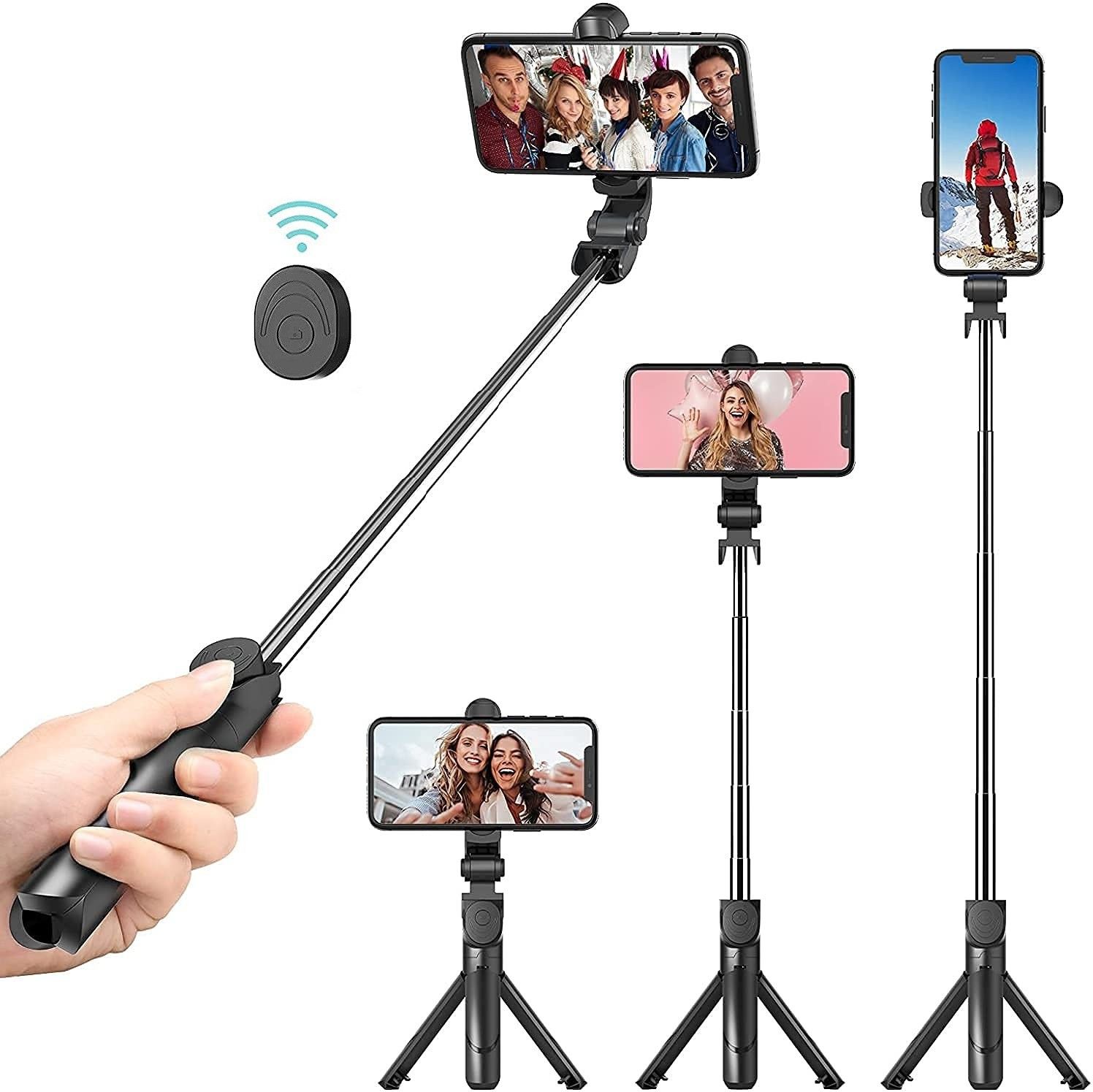 HIFY Bluetooth Extendable Selfie Sticks with Wireless Remote and Tripod Stand, 3-in-1 Multifunctional Selfie Stick with Tripod Stand Compatible with All Smartphone with Tripod-image-18