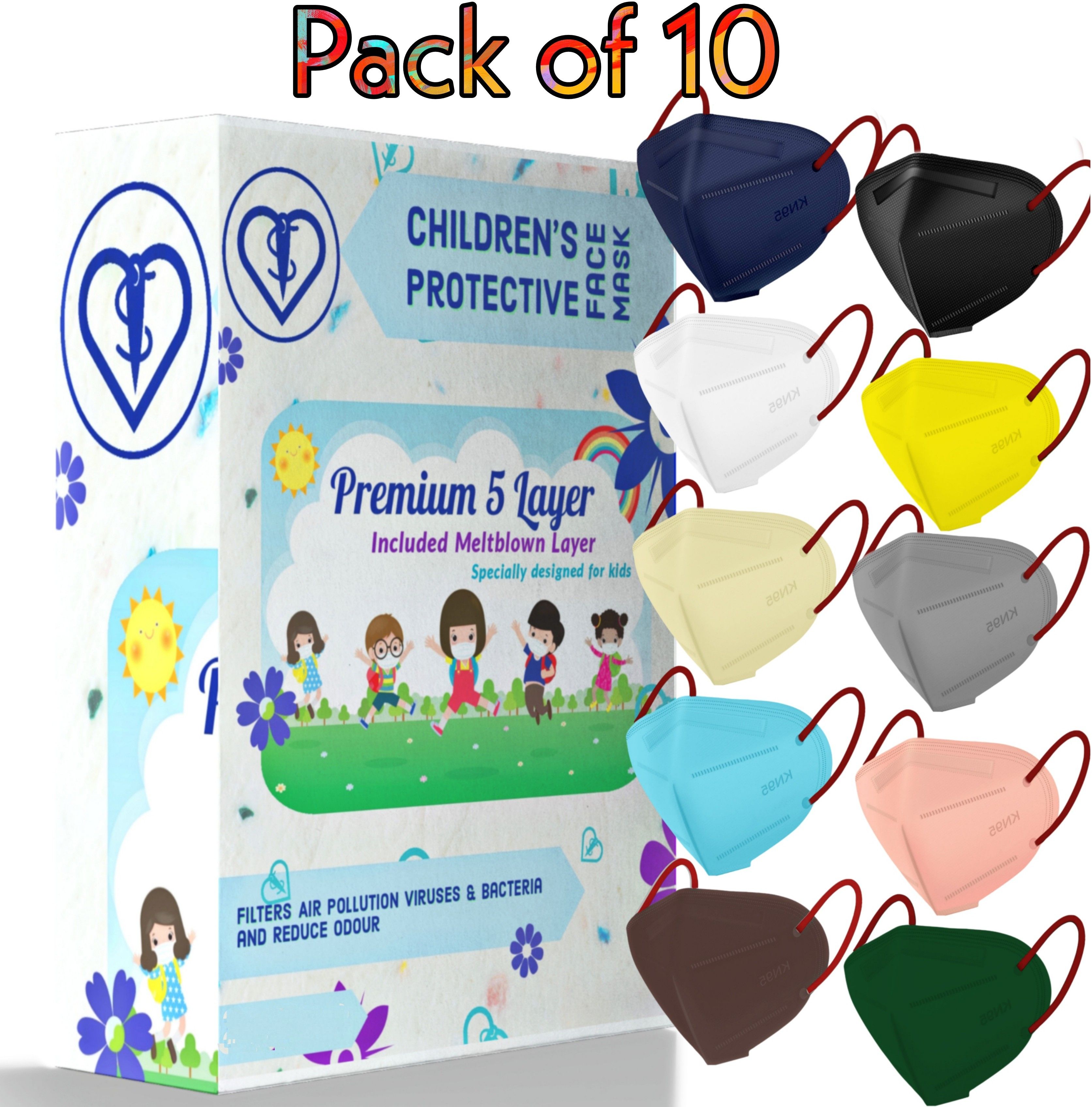 N95 color mask for child Reusable Washable Face Mask Breathable, Outdoor Anti-Pollution & Anti Virus Breathable Face Mask with Premium Quality masks Especially for Kids With 5 Layers Protection Respirator With Melt Blown for Boys Girls Children Babies (Anti Pollution Mask , Anti Viral Mask , Anti Bacterial Mask ) (School Mask , Outdoor Mask , Kids Party Mask) (Child Mask , Kids Mask 3 years, Kids Mask 4 years , kids Mask 5 years , kids mask 6 years , kids mask 7 years , kids mask 8 years , kids mask 9 years , kids mask 10 years up to 14 yrs ) Kids N95 10PCS Combo-10 Reusable, Washable Cloth Mask With Melt Blown Fabric Layer-image-5