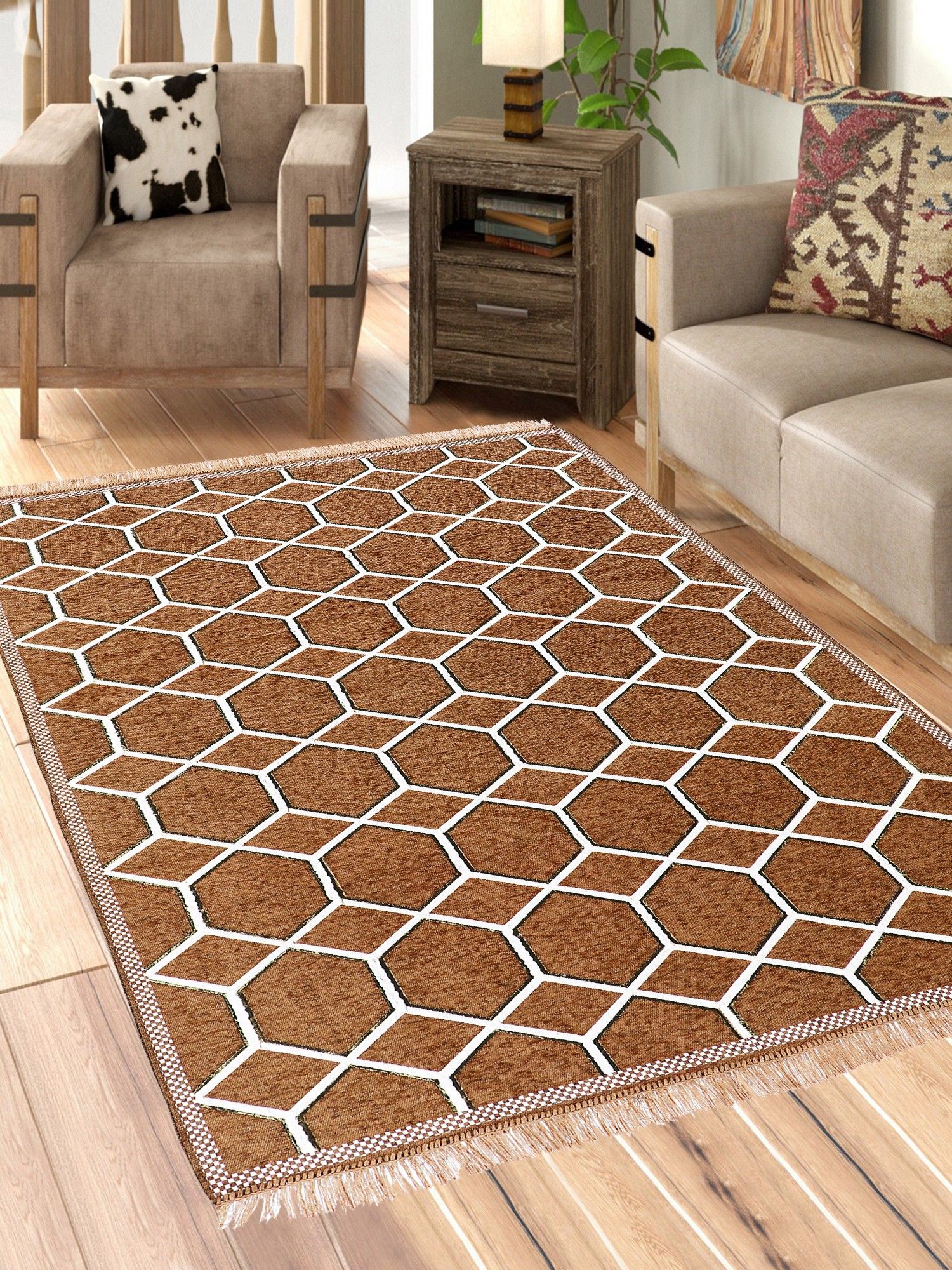 sparrow world 5 ft X 7 Velvet, Blended, Chenille Carpet-picture-24
