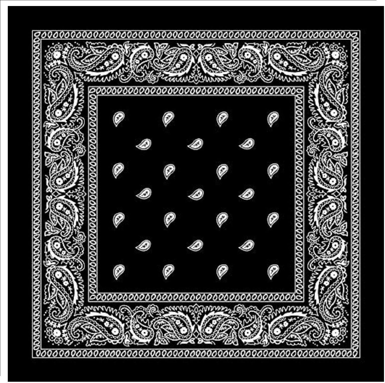 Inara 100% Cotton Black Bandana Handkerchief (22x22 Inch) ["Black"] Handkerchief-image-47