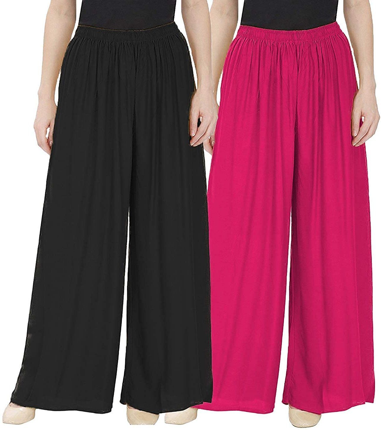 cloud star Pack of 2 Women Regular Fit Black, Pink Viscose Rayon Trousers-picture-3
