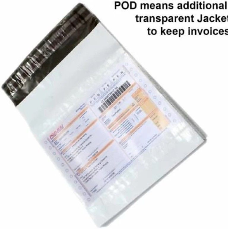 50 pack of Economy 60 Microns Polybag 8x10 (8 x 10 inches) with Document Pouch POD Jacket, Courier Bags/Envelopes/Pouches/Cover Polybags for Shipping/Packing/Mailing Security Bag