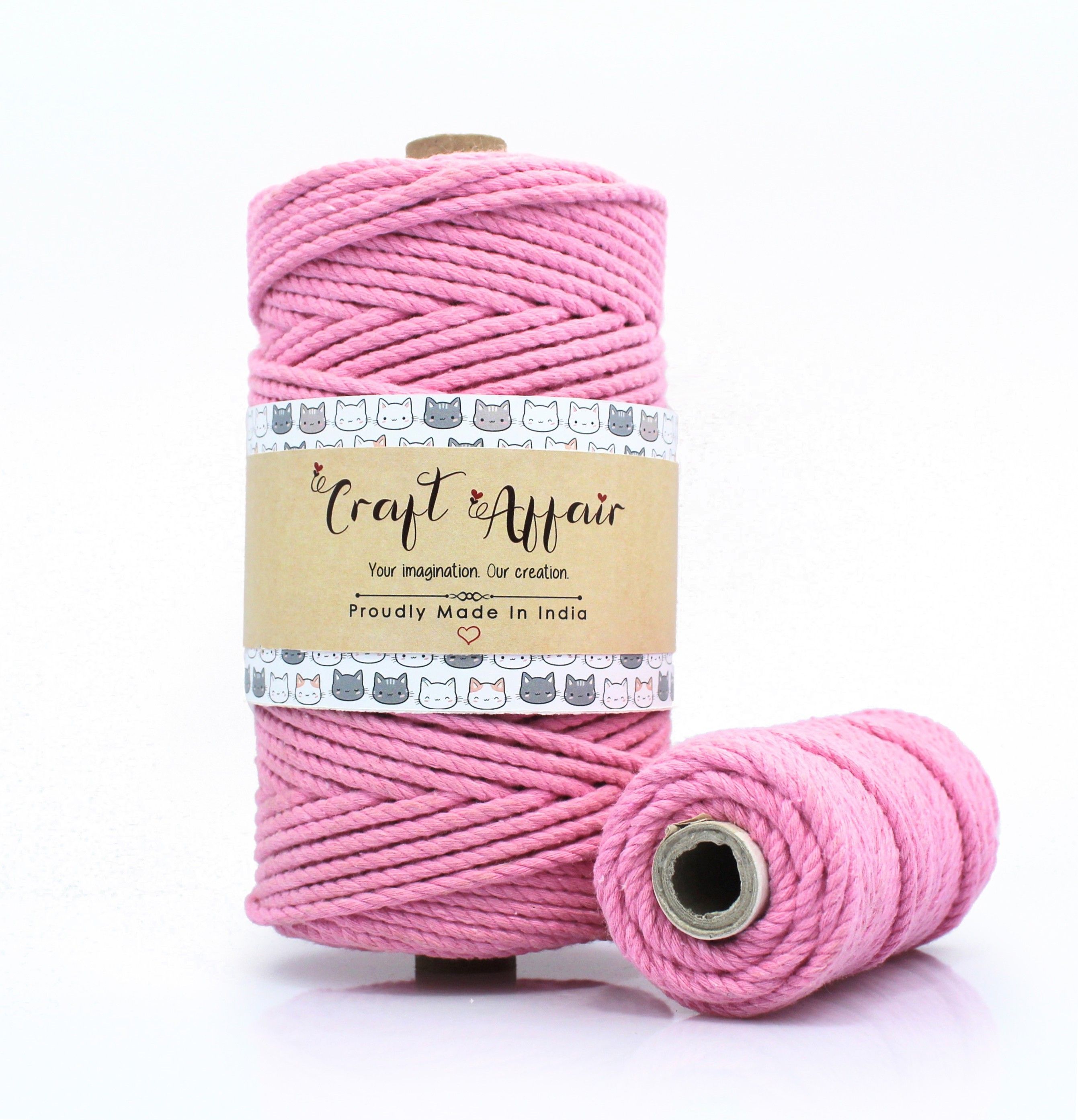| 3ply Twisted Cotton Rope Macrame Cord (10 Meter, 3mm) | Wall Hangers & DIY work Baby Pink-image-25