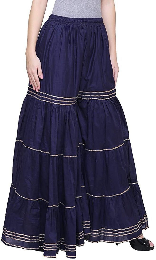 pi world Women Flared Dark Blue Viscose Rayon Trousers-picture-24