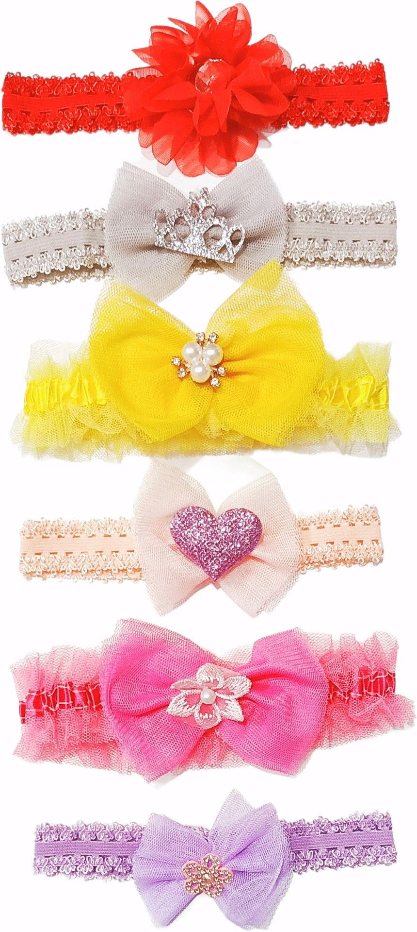 fancy multicolor headband elastic set of 6 head band