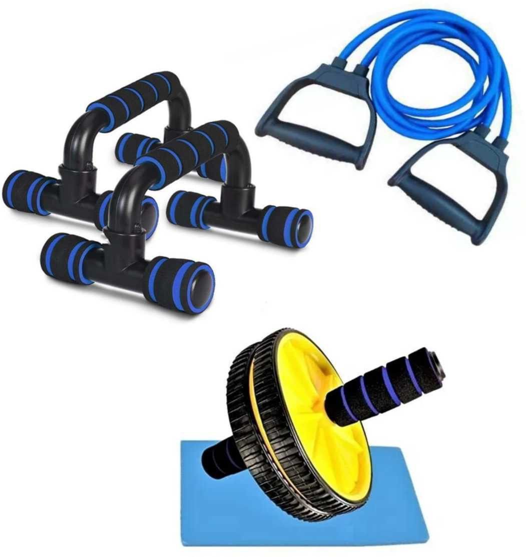 Athletes CHOICE, Pack OfAthletes CHOICE, Pack Of 2 Fitness COMBO, 1x ABS Builder Wheel Roller Abdominal, Core and Ab Exerciser, 1x Pushup Bar Stands for Chest and Dips, 1x Toning Tube For Gym Workout Equipment Strength Increase, for Men, Women, Kids, Girls, Children, Adult Best in Sports & Fitness, TRUSTED by DR, Weight Loss 2 Fitness COMBO, 1x ABS Builder Wheel Roller Abdominal, Core and Ab Exerciser, 1x Pushup Bar Stands for Chest and Dips, 1x Jumping Skipping Rope For Gym Workout Equipment Strength Increase, for Men, Women, Kids, Girls, Children, Adult Best in Sports & Fitness, TRUSTED by DR, Weight Loss Fitness Accessory Kit Kit-image-1
