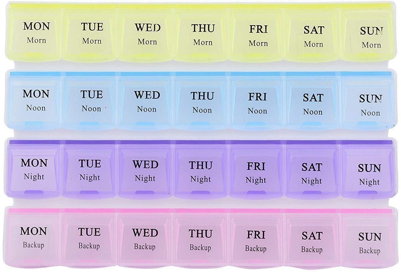 7 days Pill Case- 4 Row 28 Squares Weekly 7 Days Tablet Box Holder Medicine Storage Organizer Container 1 week Pill Medicine Tablet Case box Storage 28 Days Pill Box Pill Box-image-2