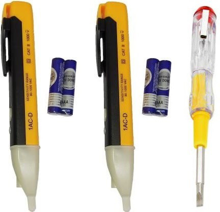 gadariya king 2 PCSVoltage Tester 90~1000V AC Electric Voltage Power Detector Alert Sensor Tester LED Light Non-Contact Pen With Line Tester (PACK OF 3) Digital Voltage Tester image 1