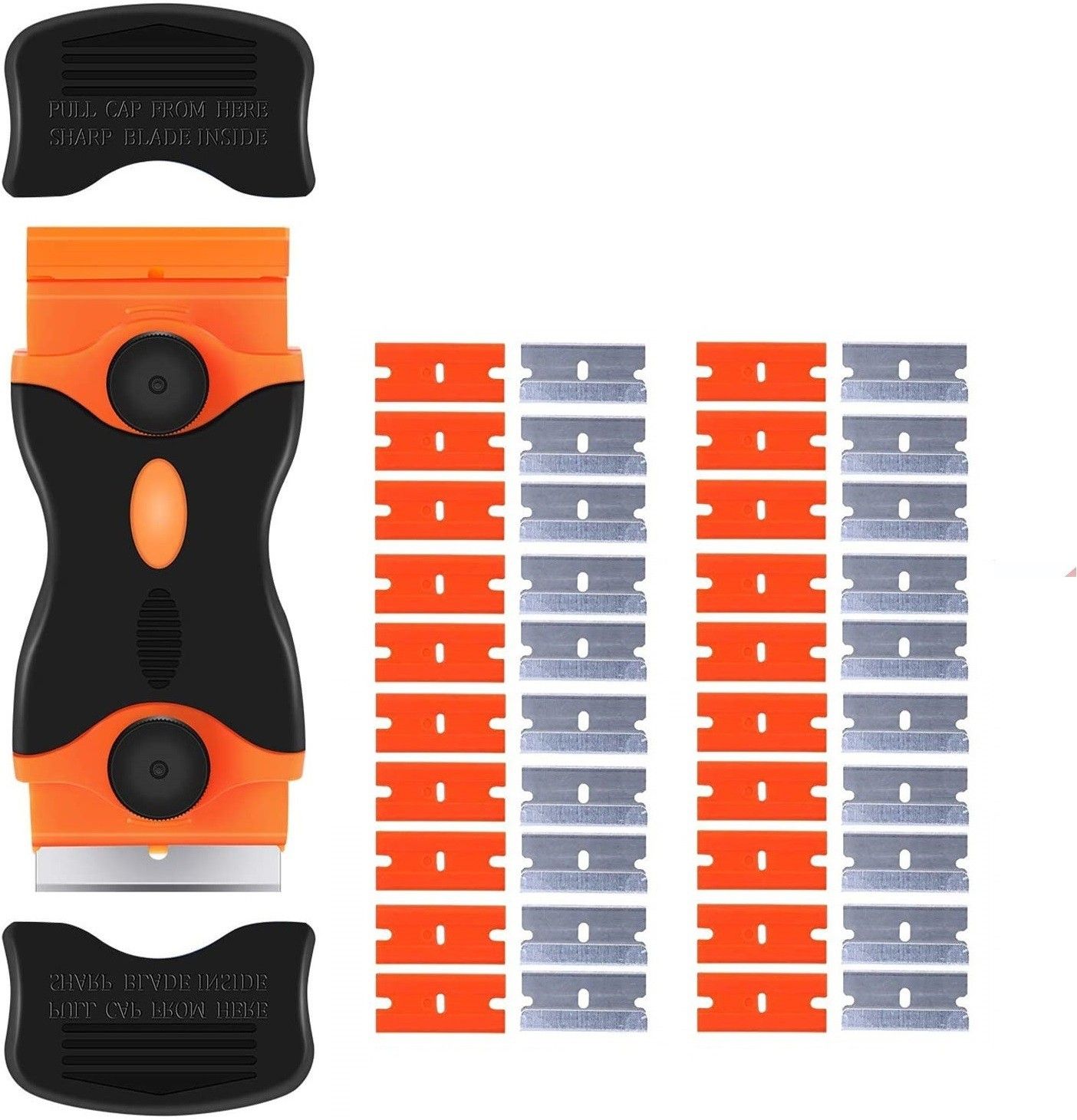 WOWSOME Glue Remover Mini Razor Plastic Double Edged Blade Scraper with 20 Pcs Plastic and 20 Pcs Steel Blades for Scraping Labels, Decals from Glass, Windshields for Computers, Mobiles, Gaming, Laptops-picture-17