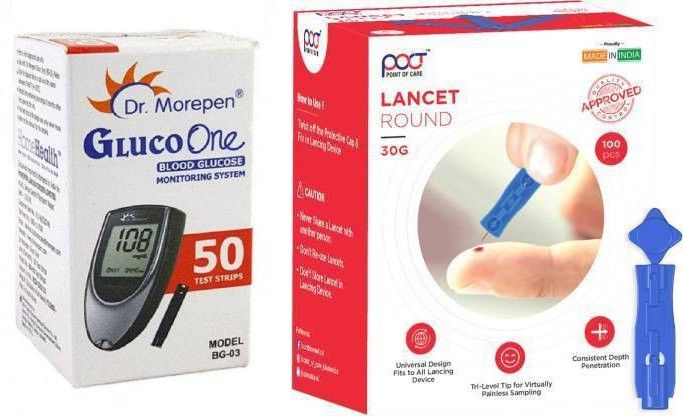 Dr. Morepen 100 POCT Lancet and BG-03 50 Glucometer Strips-picture-23
