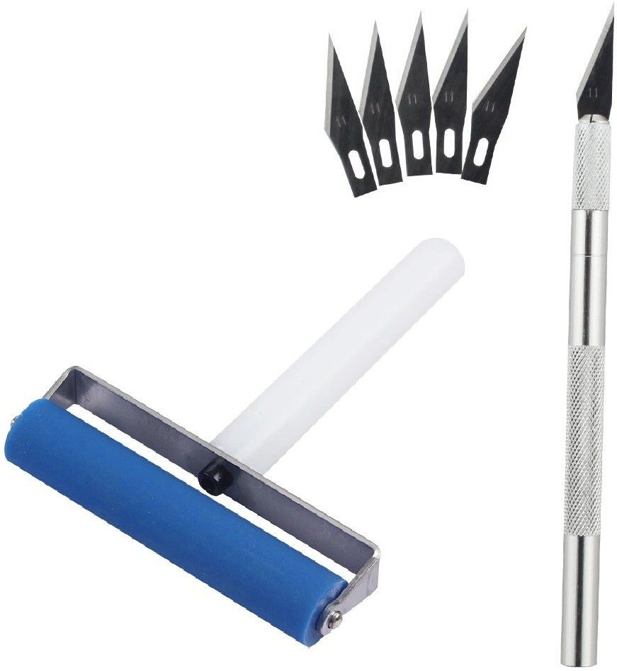 WOWSOME Anti-static Silicone Roller Tool with Detail pen knife and 5 Blades For Phone Tablet Laptop Screen Film Pasting Roller Wheel LCD OCA Polarizing Tool 4 inch Lamination Machine-picture-32
