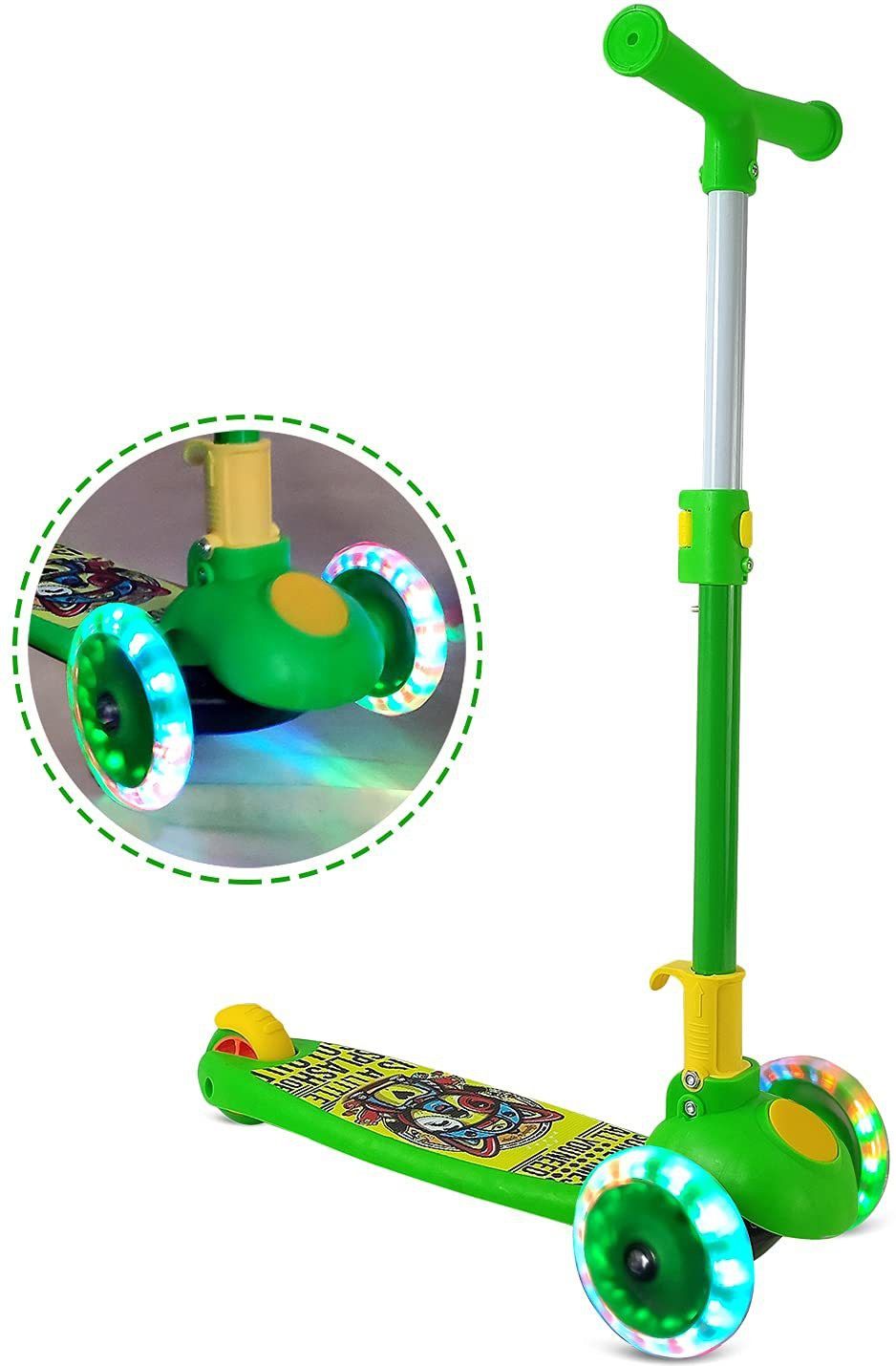 little creation Adjustable Height LED light scooter foldable with PU Wheelsand Brakes-picture-10