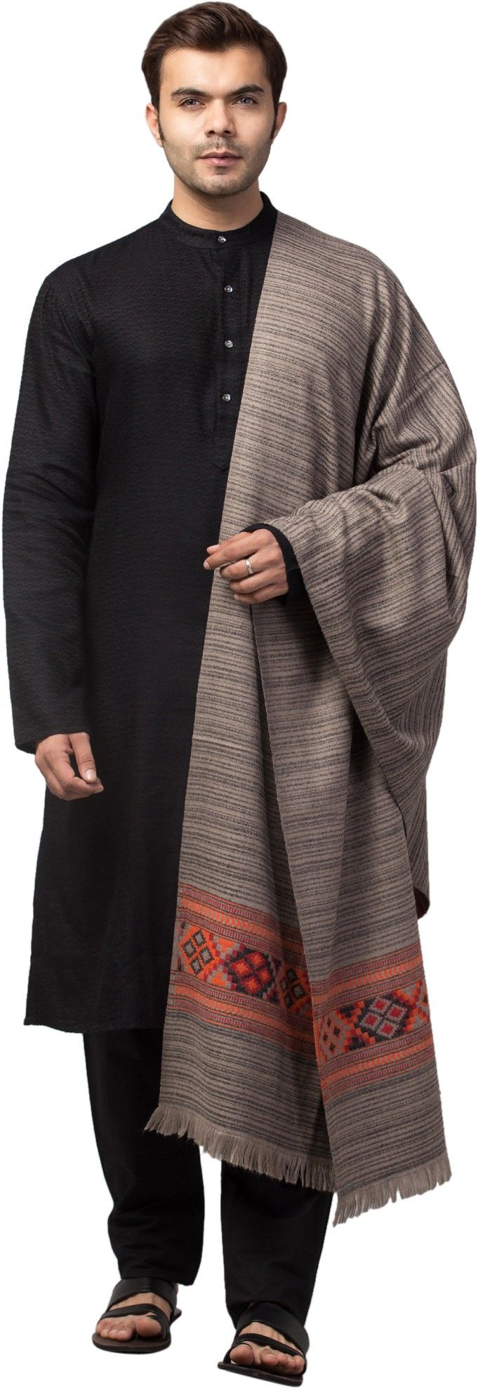 Tweedle Wool Striped Men Shawl-picture-14