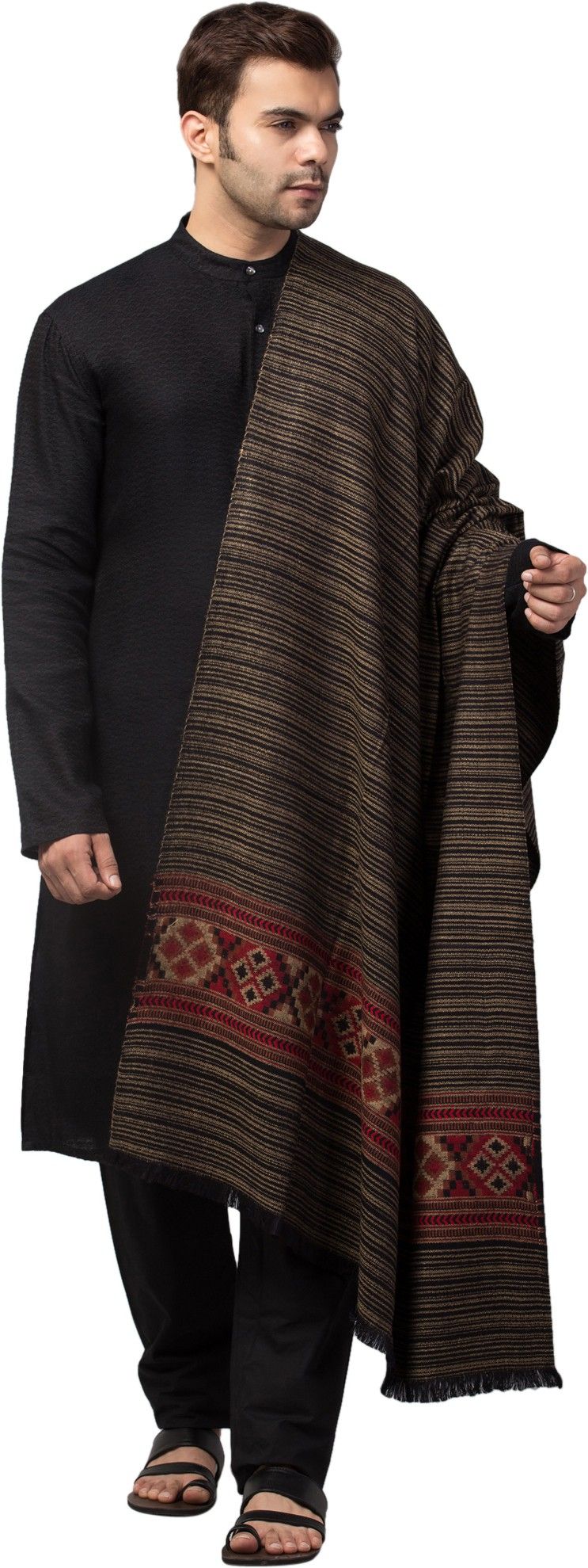 Tweedle Wool Striped Men Shawl-picture-17