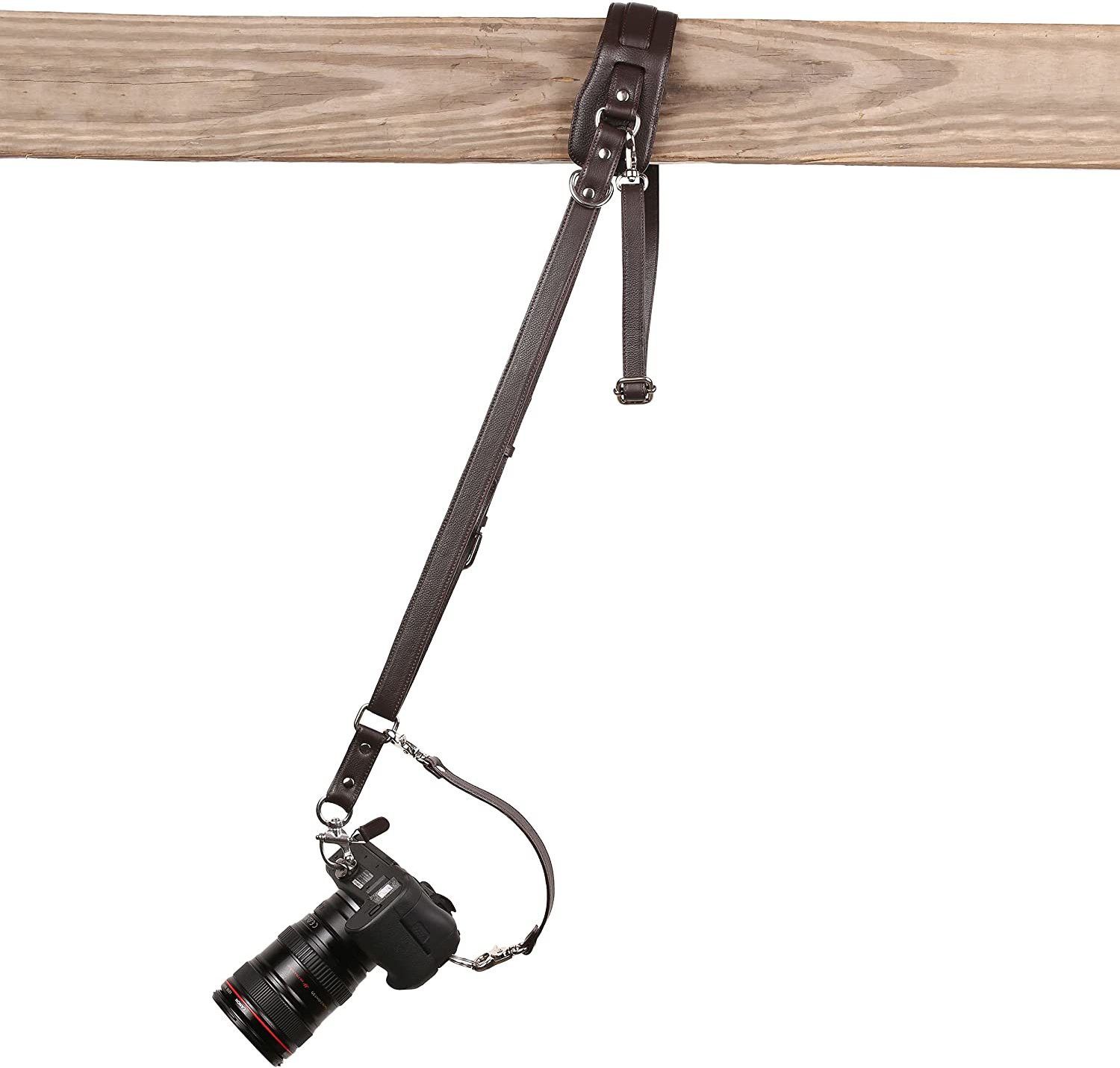 Ledereign Solo Camera Strap with Shackle Hooks | Perfect Single Camera Belt | Cross Body Design | (Coffee Brown) Strap-image-27