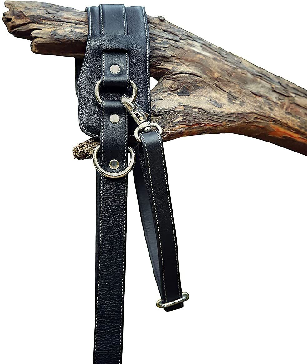 Ledereign Leather Solo Camera Strap with Shackle Hooks | Perfect Single Camera Belt | Cross Body Design | (Smokey Black) Strap-picture-35