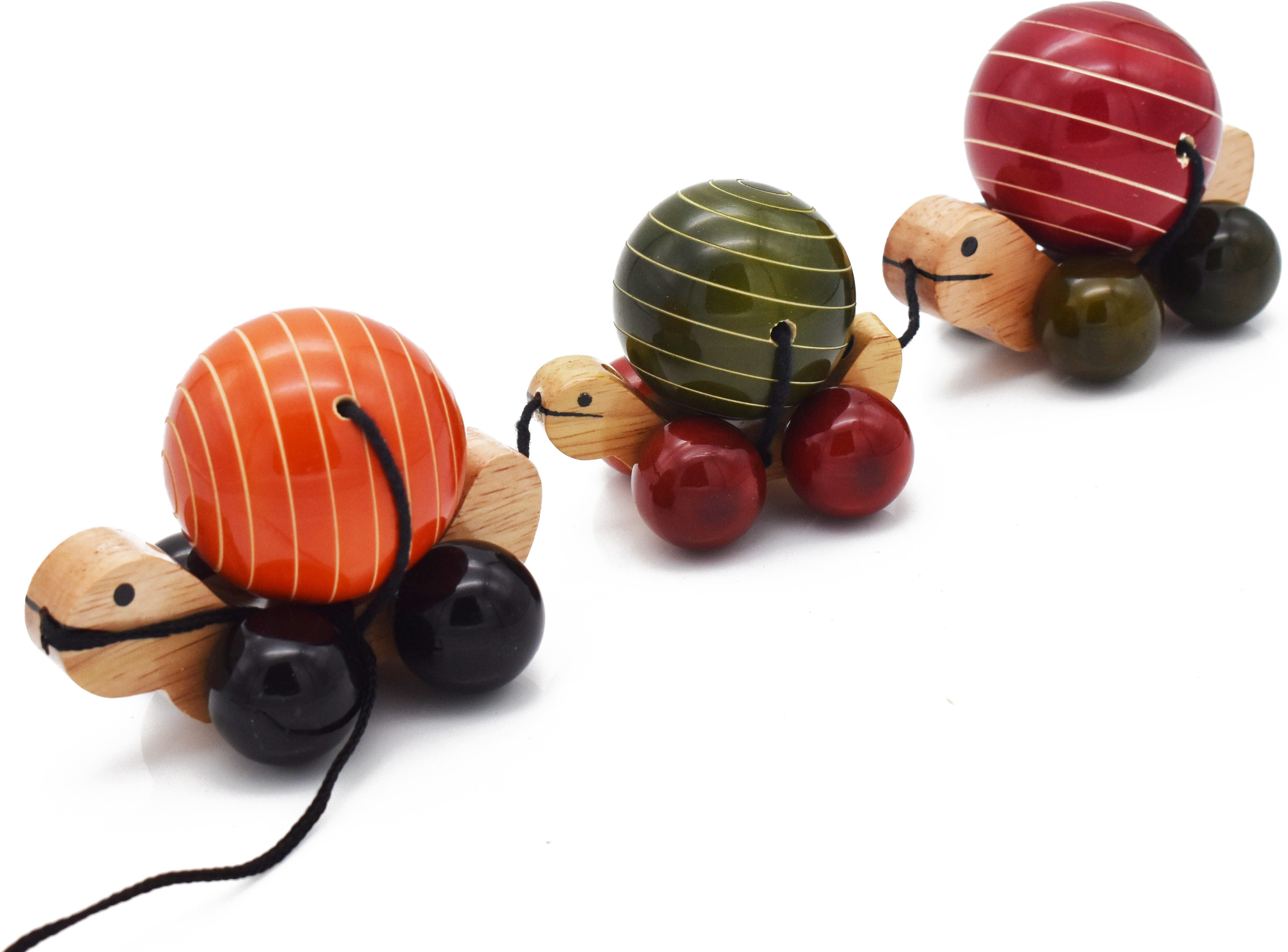justhandmade Wooden Pull Along Toy with Rotating Ball(Train) - Tuttu Turtle (3 Joint )-picture-38