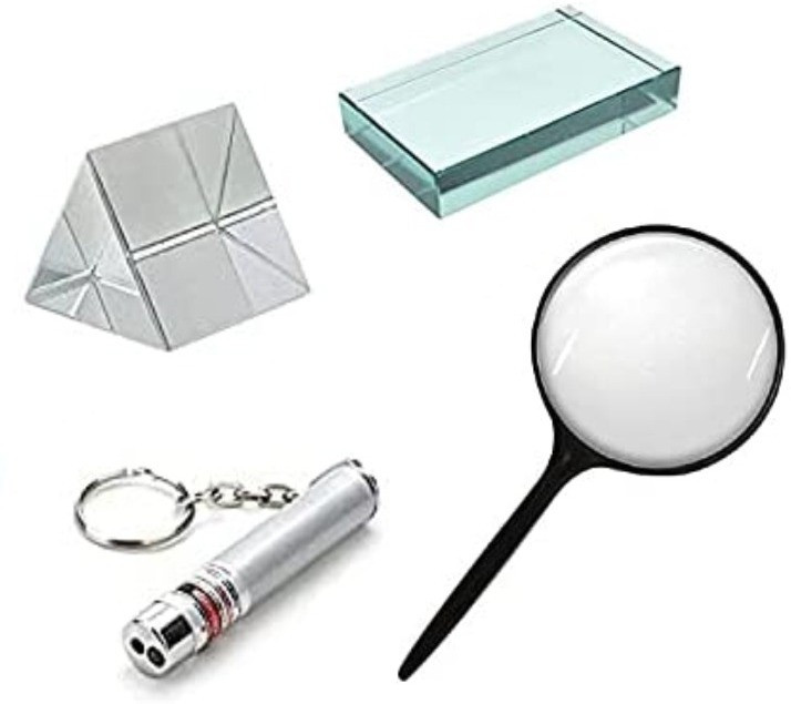 vitszee Science Experiment DIY Kit Glass Prism, Glass Slab, Magnifying Glass, Laser Light(Multi-Color) | Physics Laboratory Practical | School Collage Lab | Learning Science Light | image 1