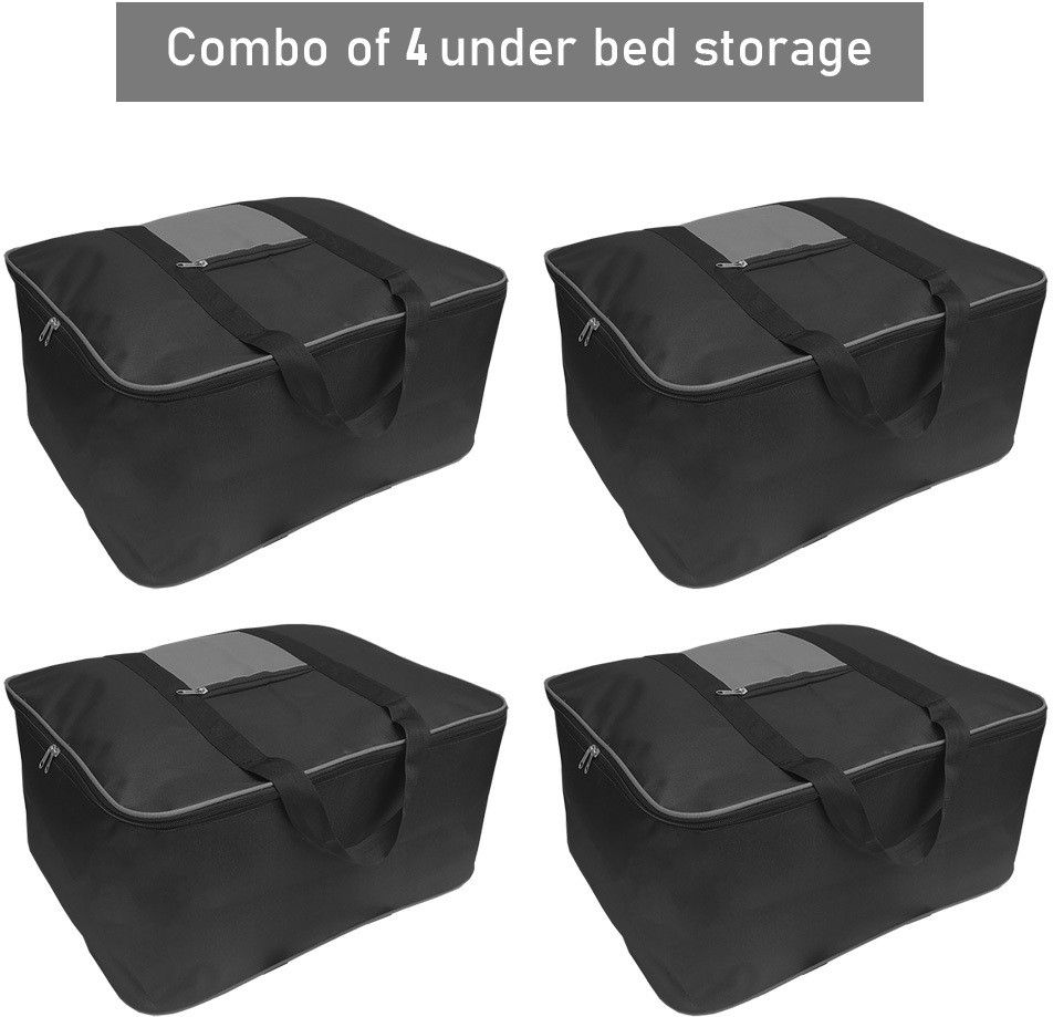 wini krafts Storiette Big Underbed Moisture Proof Storage Bag,(54 x 46 x 28 cm) Pack OF -4 Black Poly-canvas Laundry Bag (Black,Grey Poly-canvas Laundry Bag (Black Grey) Poly-canvas Laundry Bag