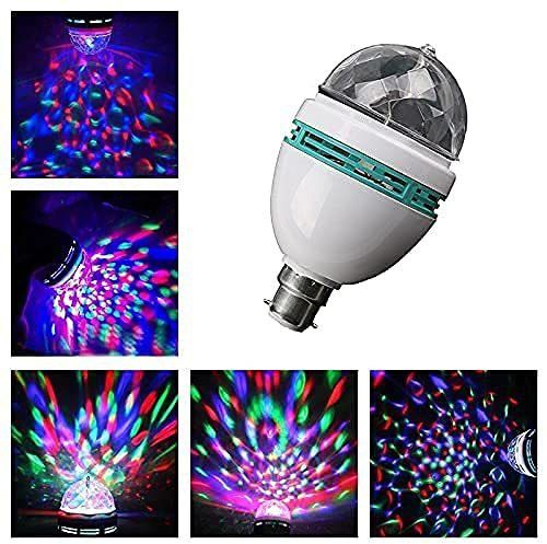 360 Degree LED Crystal Rotating Bulb Magic Disco LED Light, LED Rotating Bulb Light Lamp Colorful Magic DJ Laser Light Lighting Disco Party Bulb for Party Home Diwali Decoration Single Disco Ball (Ball Diameter: 2.5 cm) Single Disco Ball