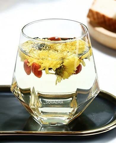 (Pack of 6) Premium Diamond Cut Shape Water Glass Set of 6 Stemless Tumbler Glasses Daily uses for Juice Wine Whiskey Scotch Cocktail Glass Set Whisky Glass-image-45