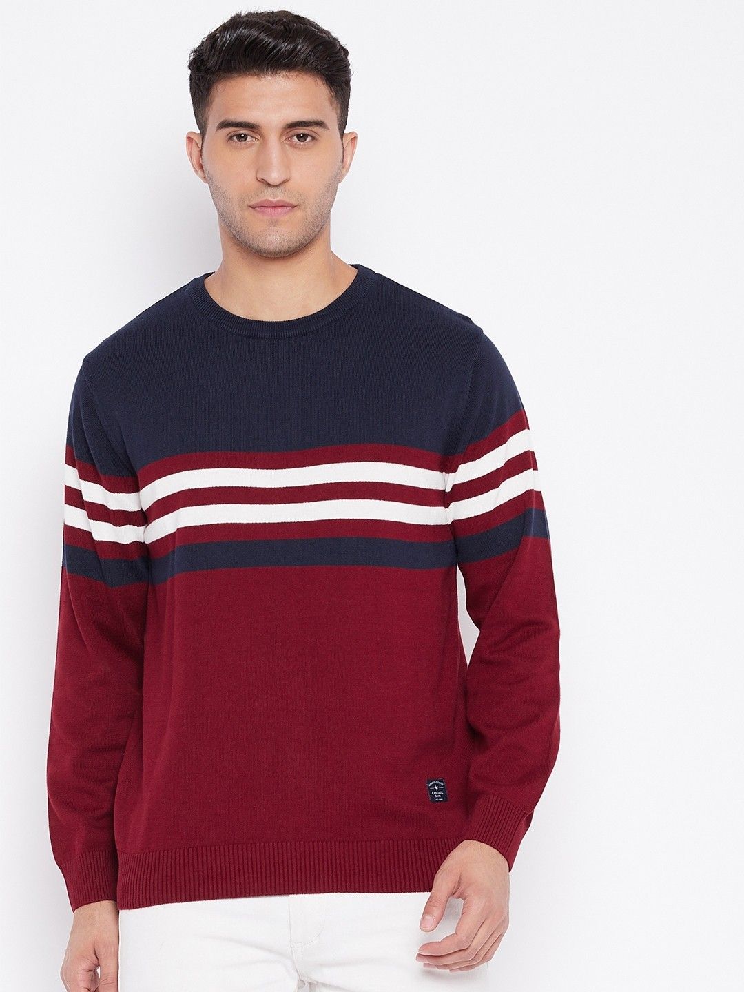 cantabil Men Striped Round Neck Multicolor Sweater-picture-15