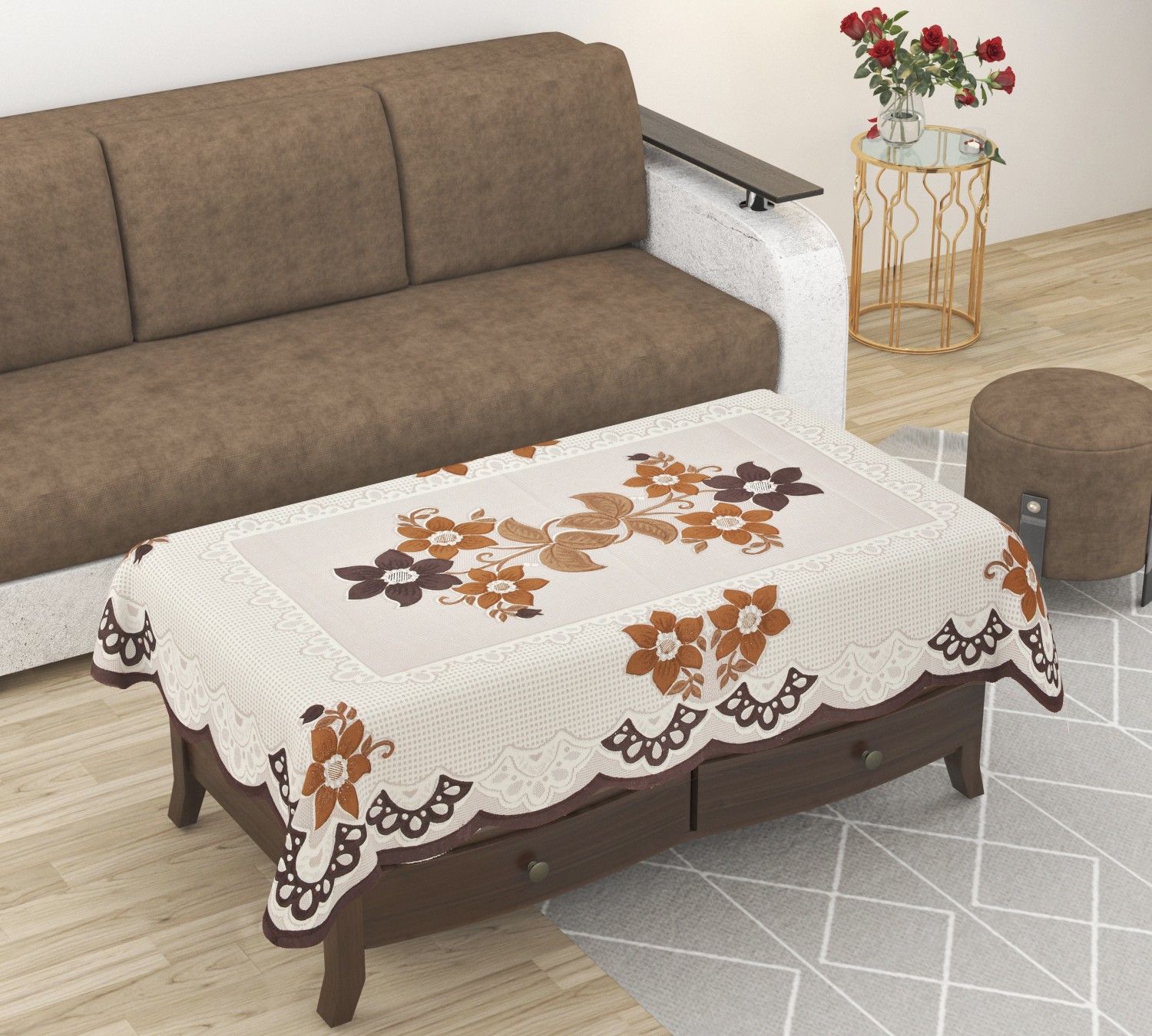 wisehome Cotton 4 Seater Floral Table Cover-picture-10